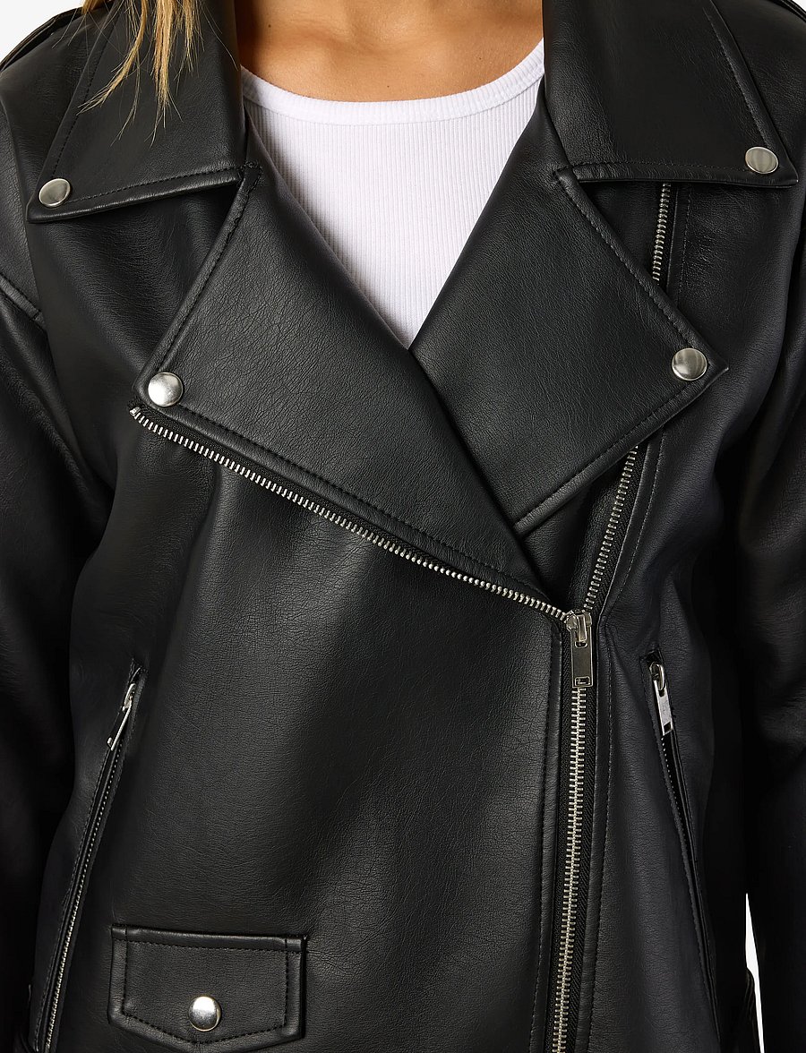 NOISY MAY - NMPAULINA OVERSIZE BIKER JACKET NOOS - frühlingsjacken - black - 5