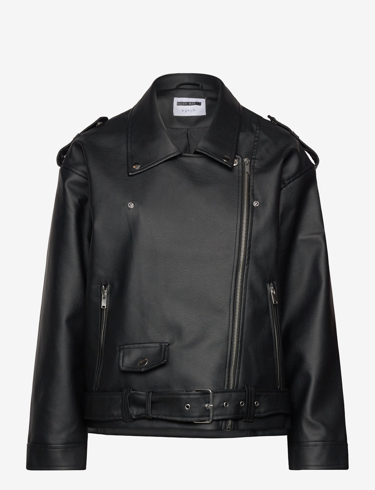 NOISY MAY - NMPAULINA OVERSIZE BIKER JACKET NOOS - læderjakker - black - 3