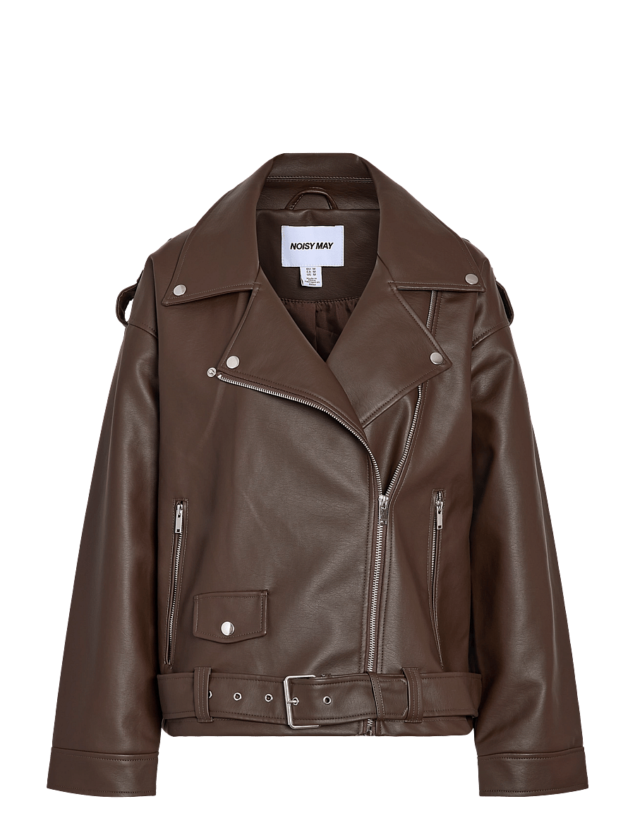 NOISY MAY - NMPAULINA OVERSIZE BIKER JACKET NOOS - læderjakker - demitasse - 1