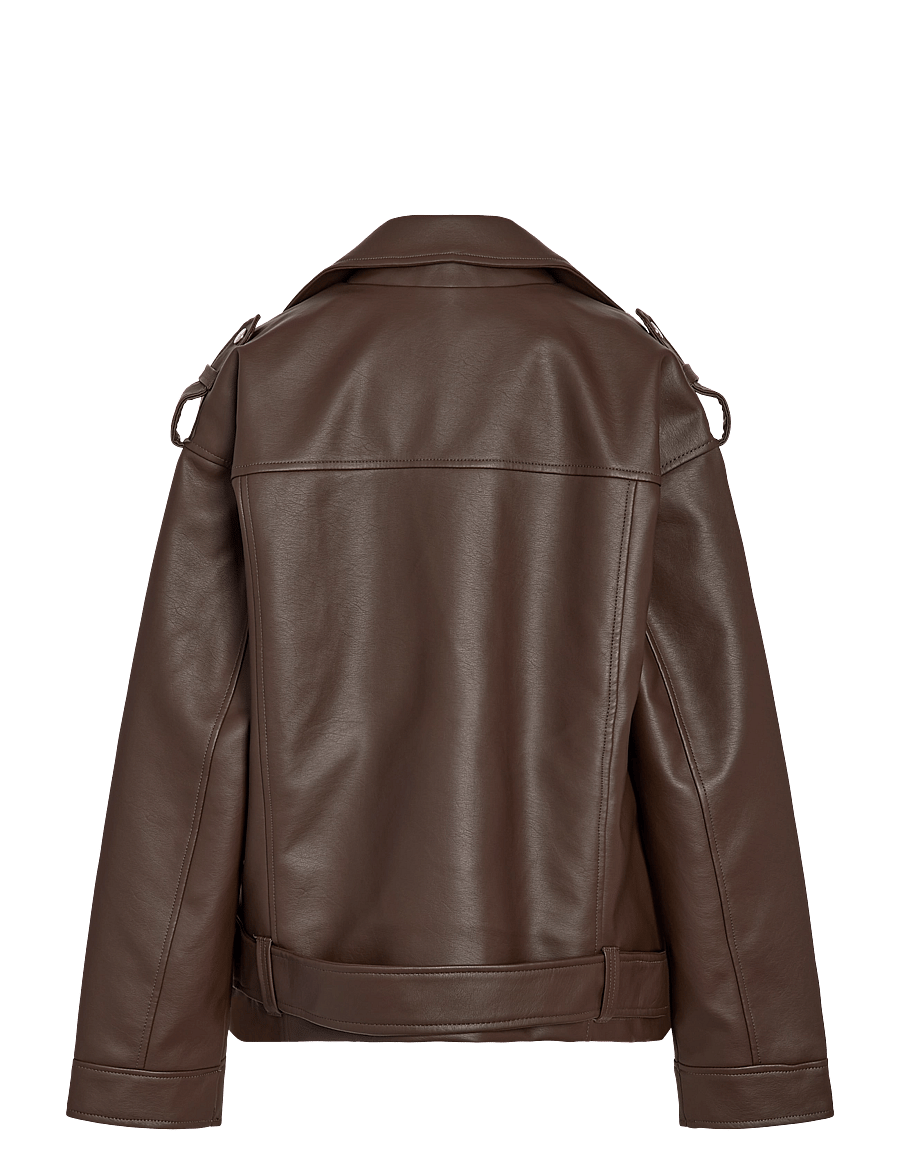 NOISY MAY - NMPAULINA OVERSIZE BIKER JACKET NOOS - læderjakker - demitasse - 2