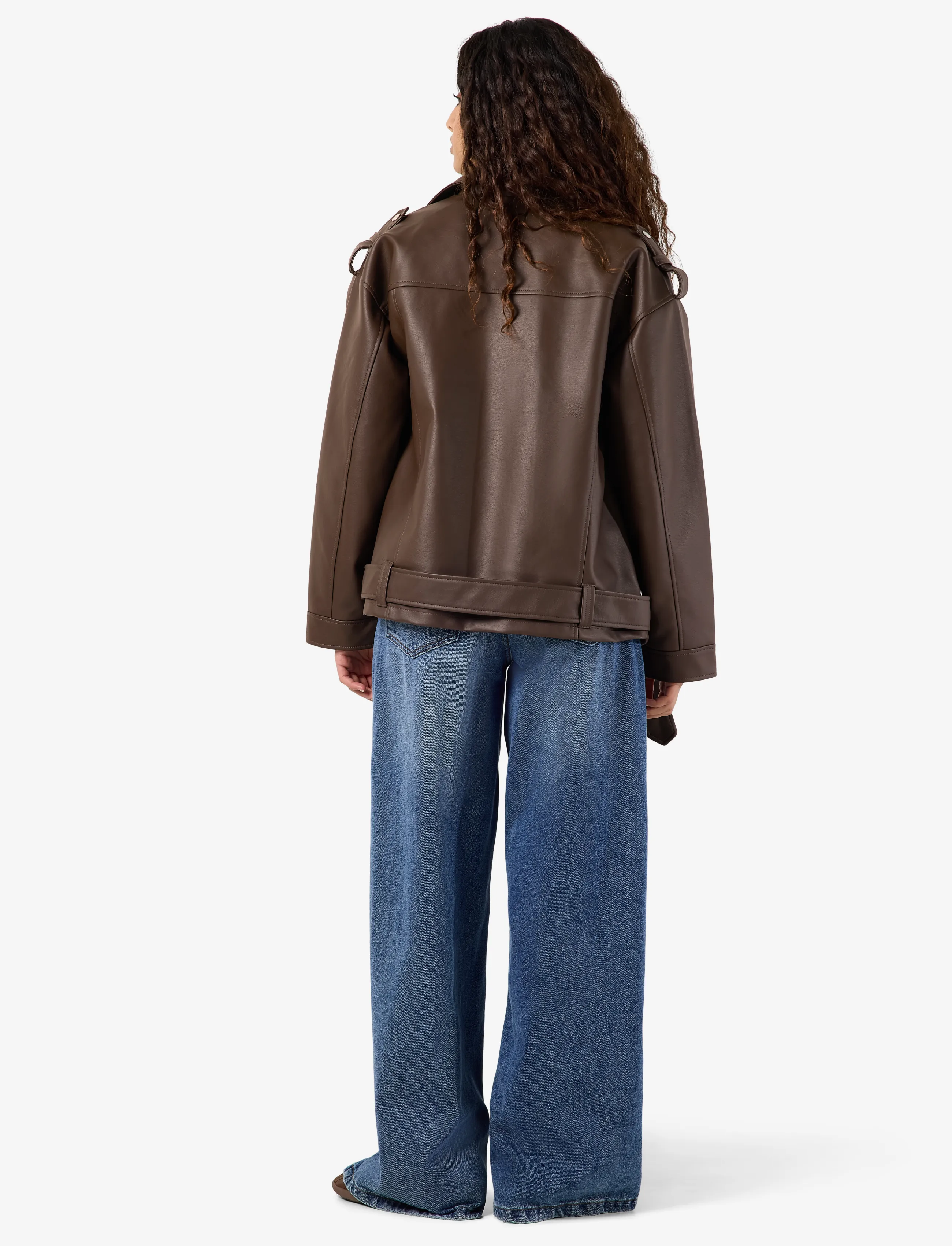 NOISY MAY - NMPAULINA OVERSIZE BIKER JACKET NOOS - vårjackor - demitasse - 4