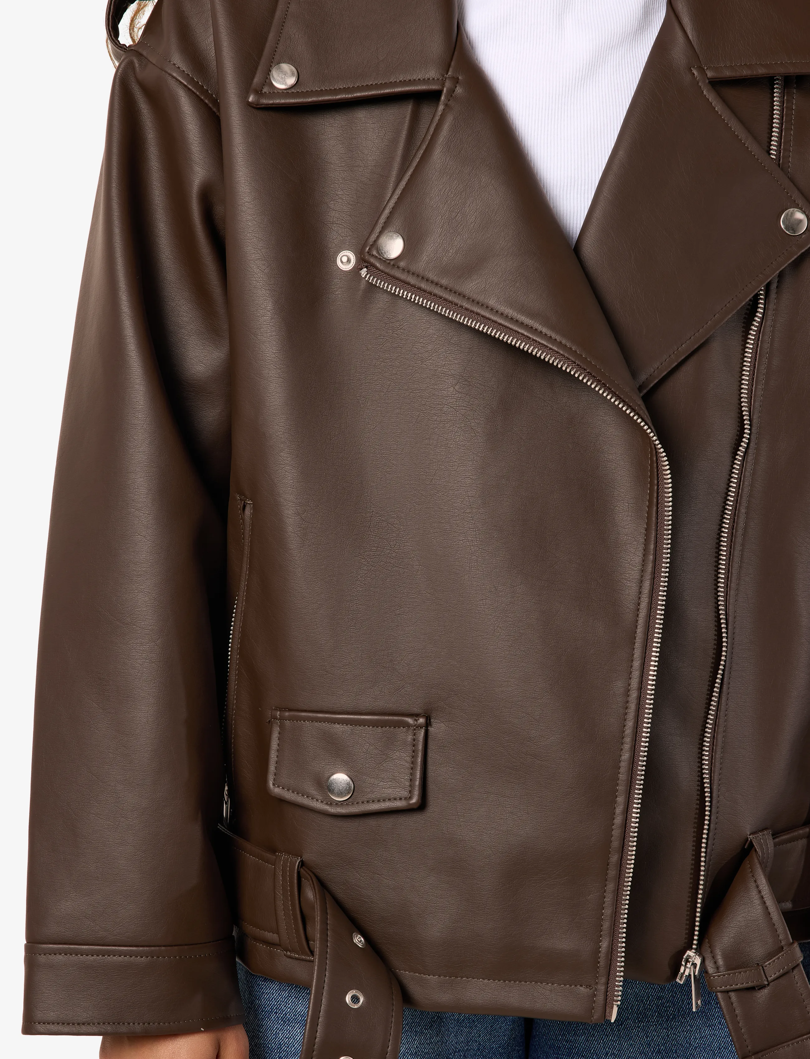 NOISY MAY - NMPAULINA OVERSIZE BIKER JACKET NOOS - vårjackor - demitasse - 5