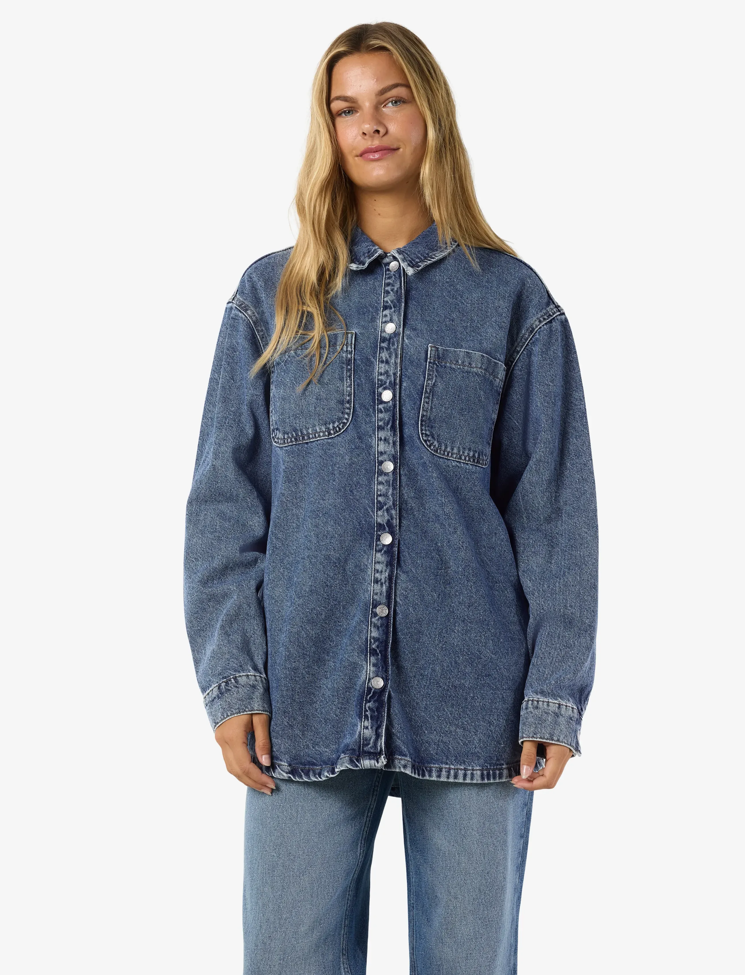 NOISY MAY NMALVA L/S DENIM SHACKET AZ351MB NOOS - Hemden - MEDIUM BLUE DENIM / blue