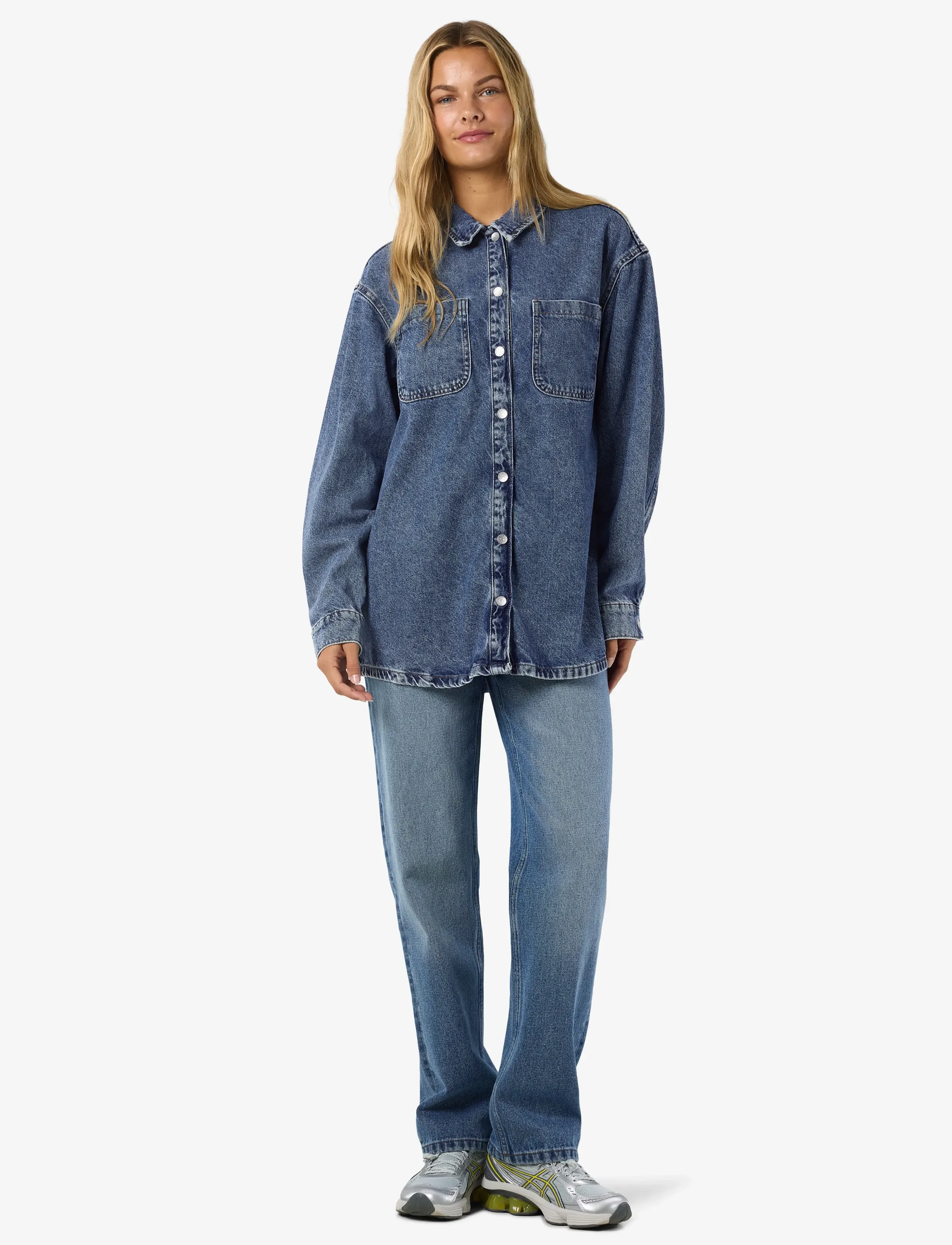 NOISY MAY - NMALVA L/S DENIM SHACKET AZ351MB NOOS - džinsiniai marškiniai - medium blue denim - 3