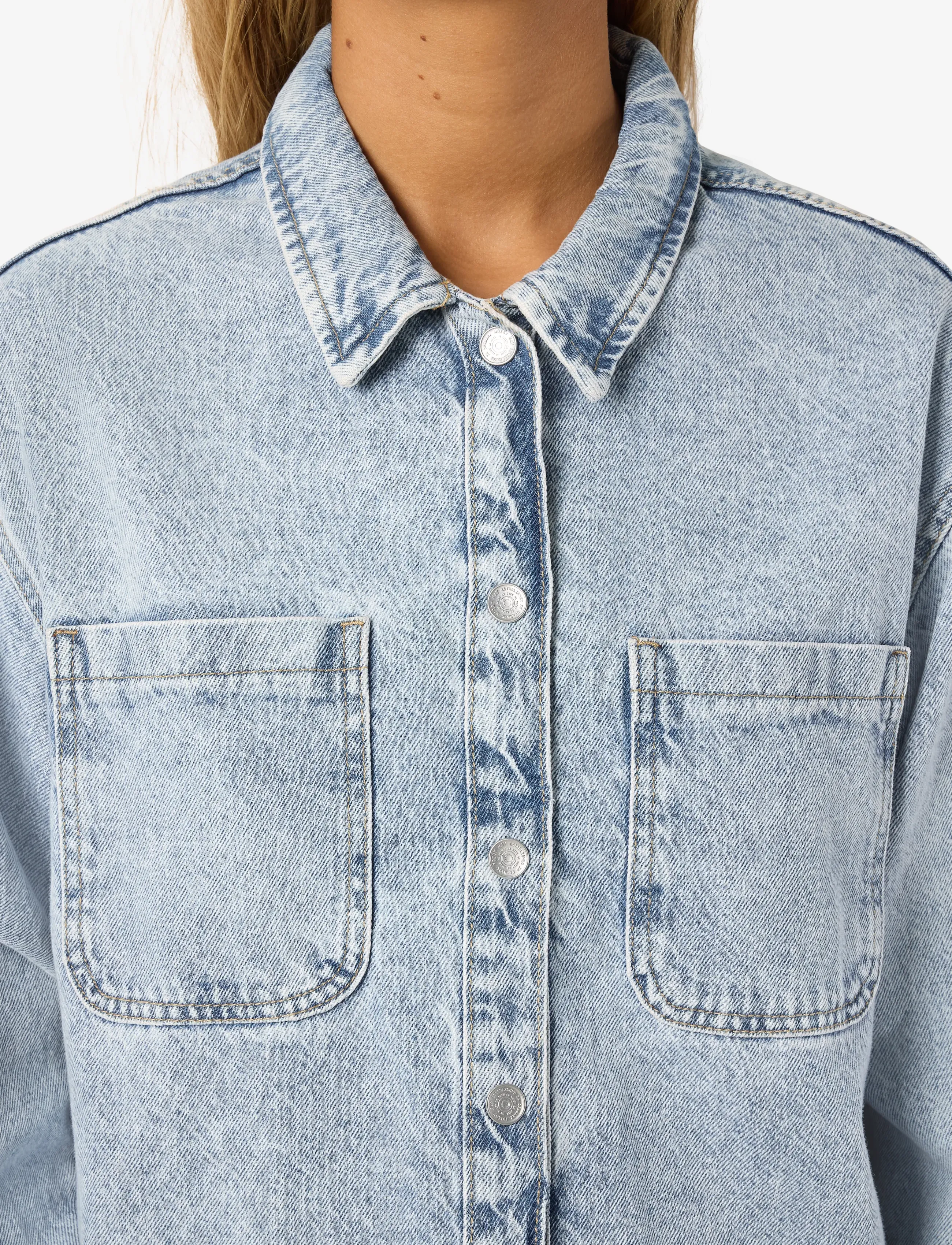 NOISY MAY - NMALVA L/S DENIM SHACKET AZ352LB NOOS - chemises en jeans - light blue denim - 4