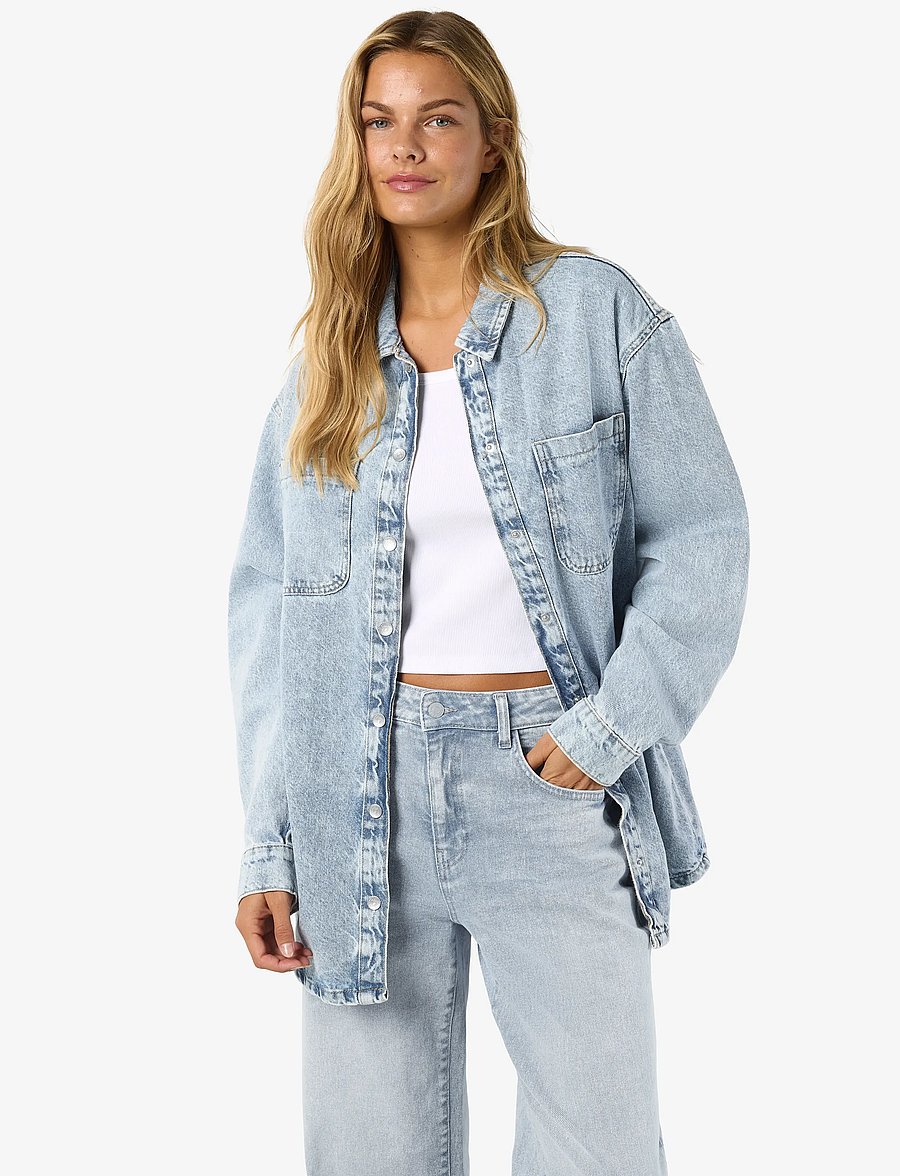 NOISY MAY - NMALVA L/S DENIM SHACKET AZ352LB NOOS - jeanshemden - light blue denim - 5