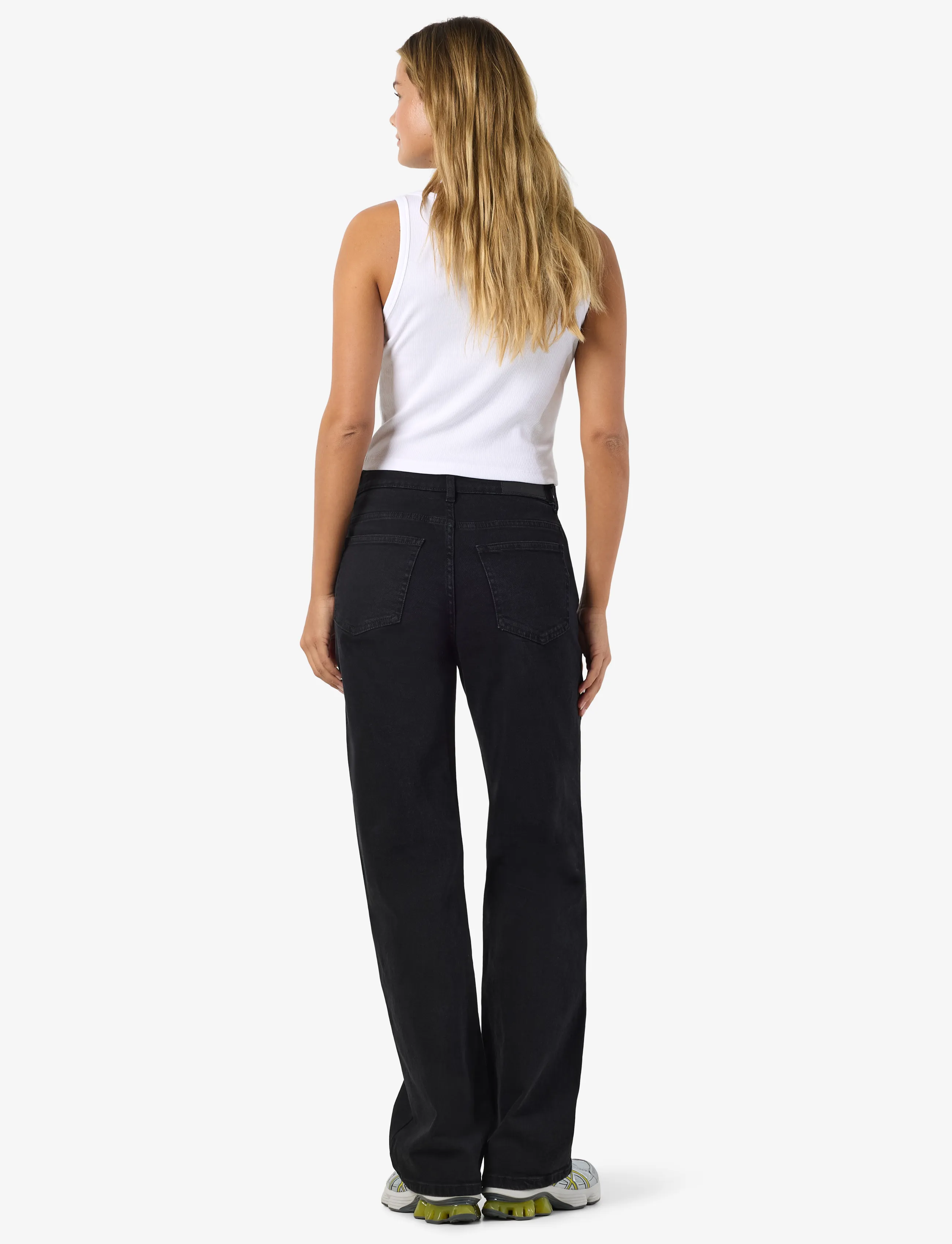 NOISY MAY - NMYOLANDA MW WIDE STR BLACK NOOS - brede jeans - black denim - 4