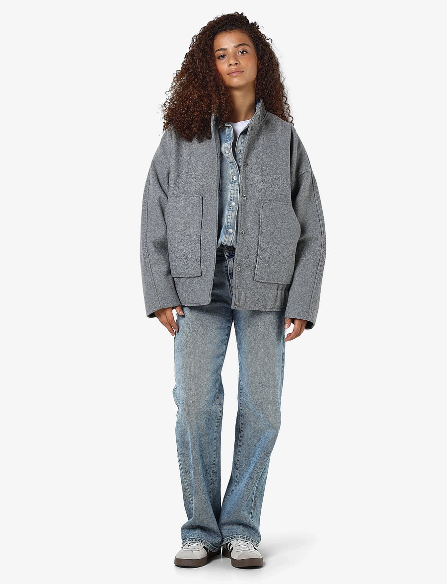 NOISY MAY - NMHALSTON L/S BOMBER JACKET FWD NOOS - leichte jacken - light grey melange - 3