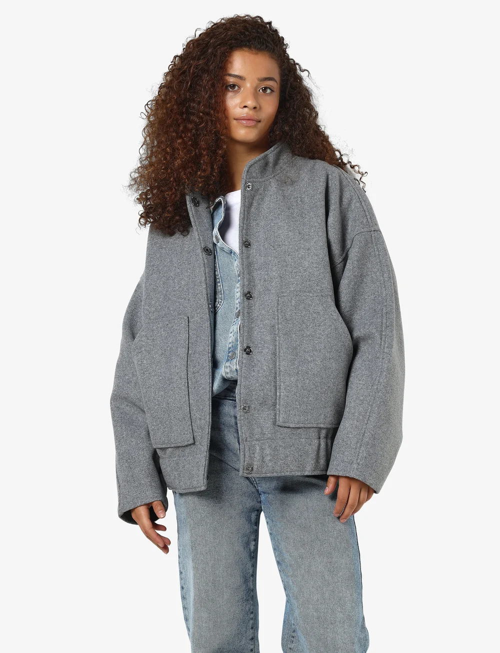 NOISY MAY - NMHALSTON L/S BOMBER JACKET WVN NOOS - bomberjacken - light grey melange - 5