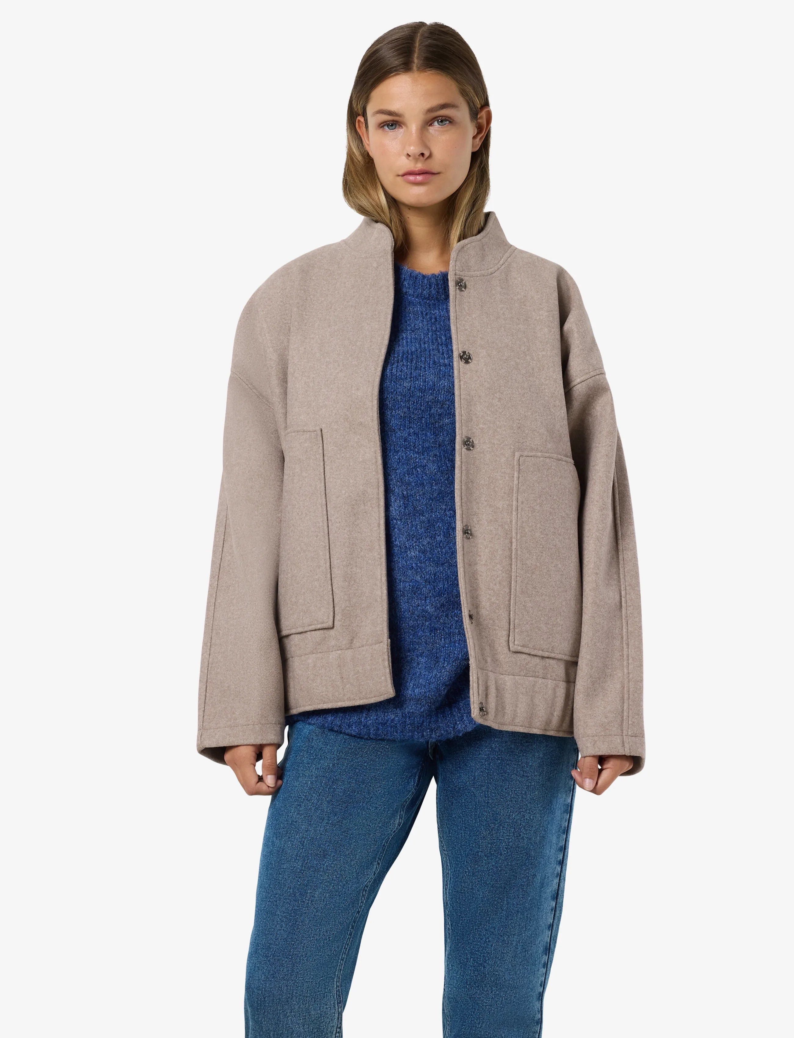 NOISY MAY NMHALSTON L/S BOMBER JACKET NOOS - NOISY MAY - NOMAD / beige