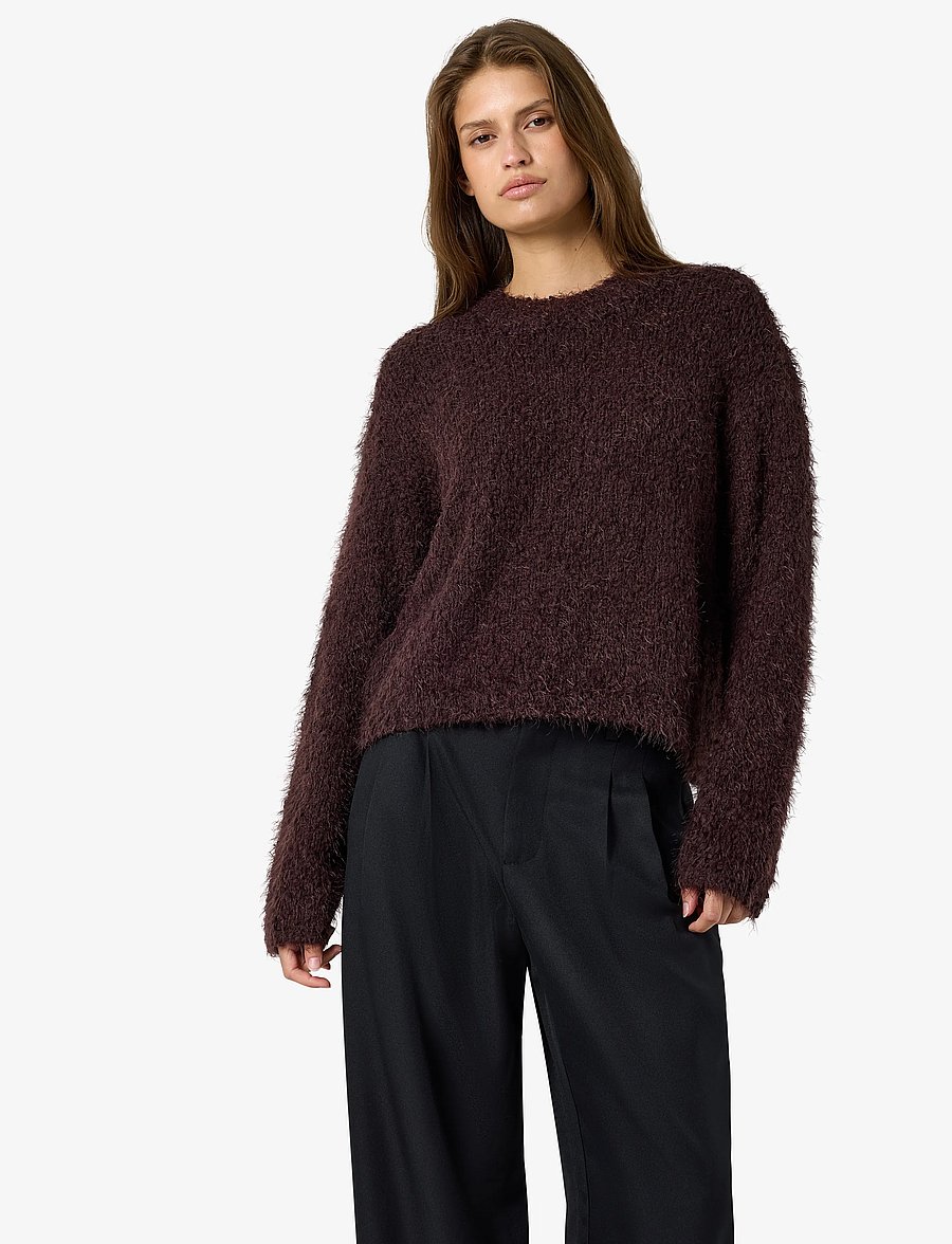 NOISY MAY - NMSASSY L/S O-NECK KNIT NOOS - pullover - chocolate plum - 0
