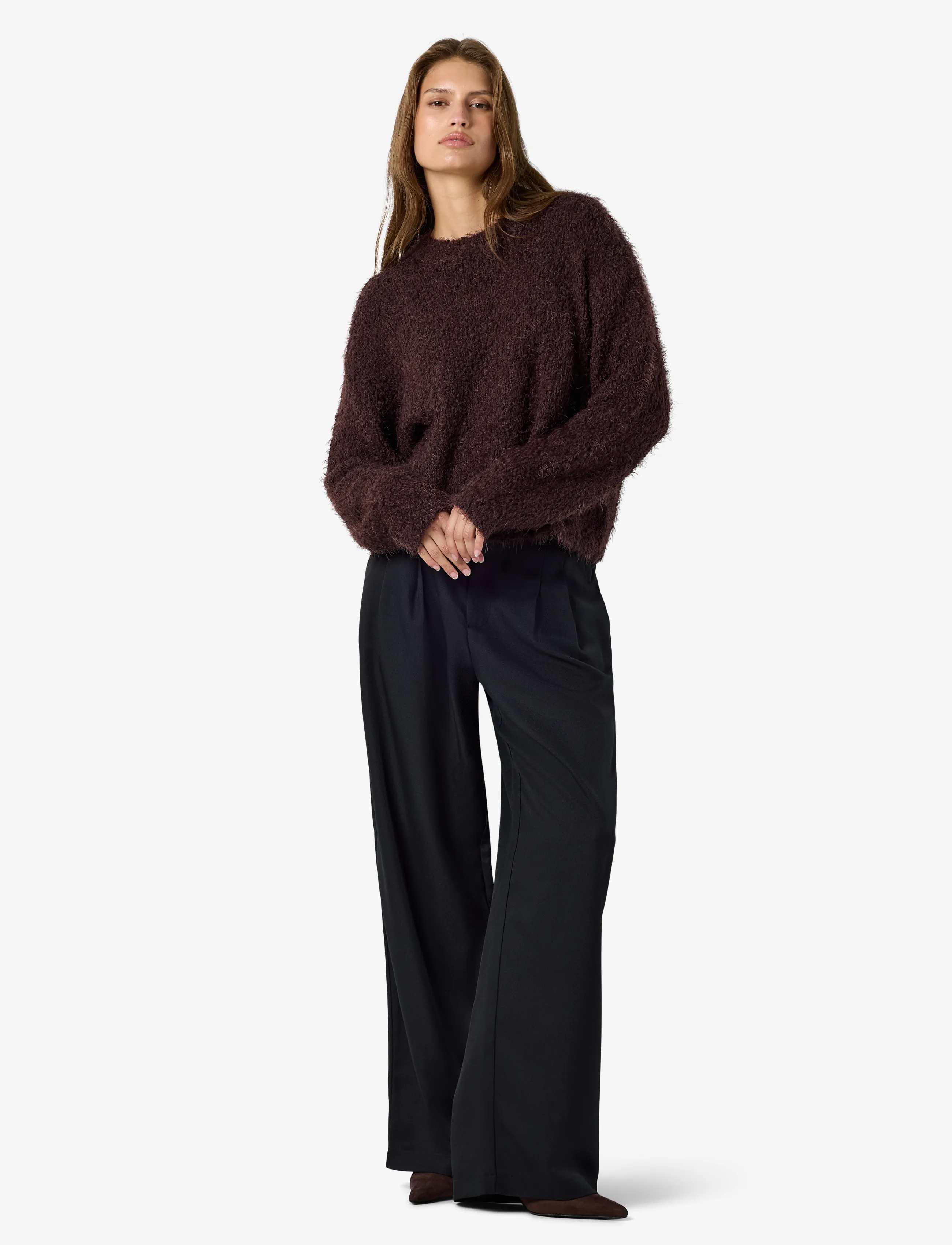 NOISY MAY - NMSASSY L/S O-NECK KNIT NOOS - autumn clothing - chocolate plum - 3