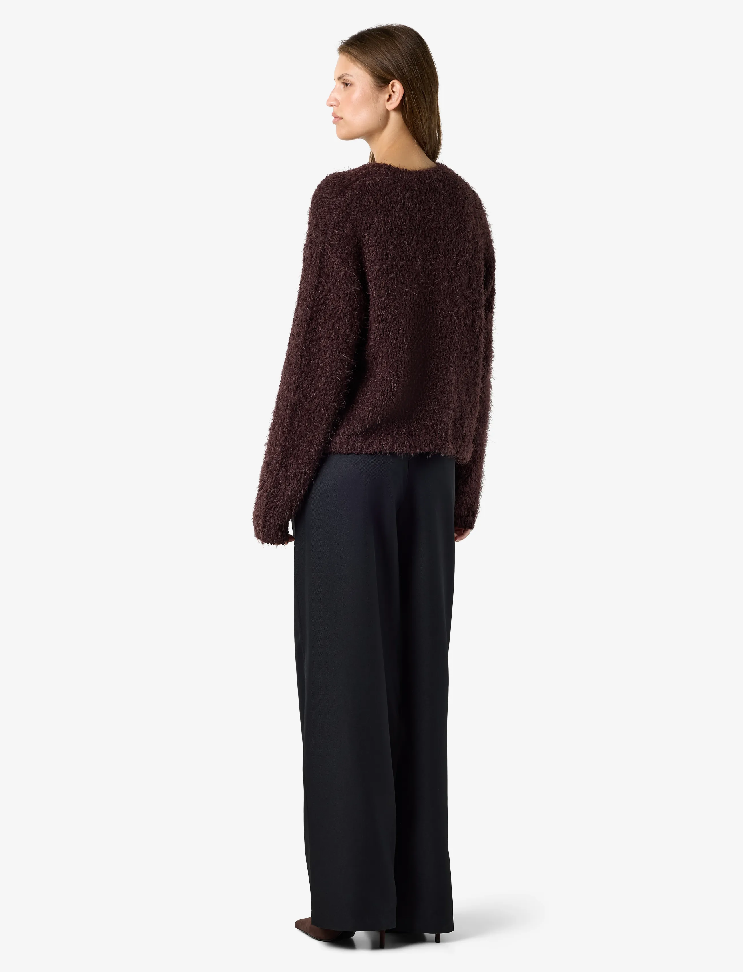 NOISY MAY - NMSASSY L/S O-NECK KNIT NOOS - autumn clothing - chocolate plum - 4