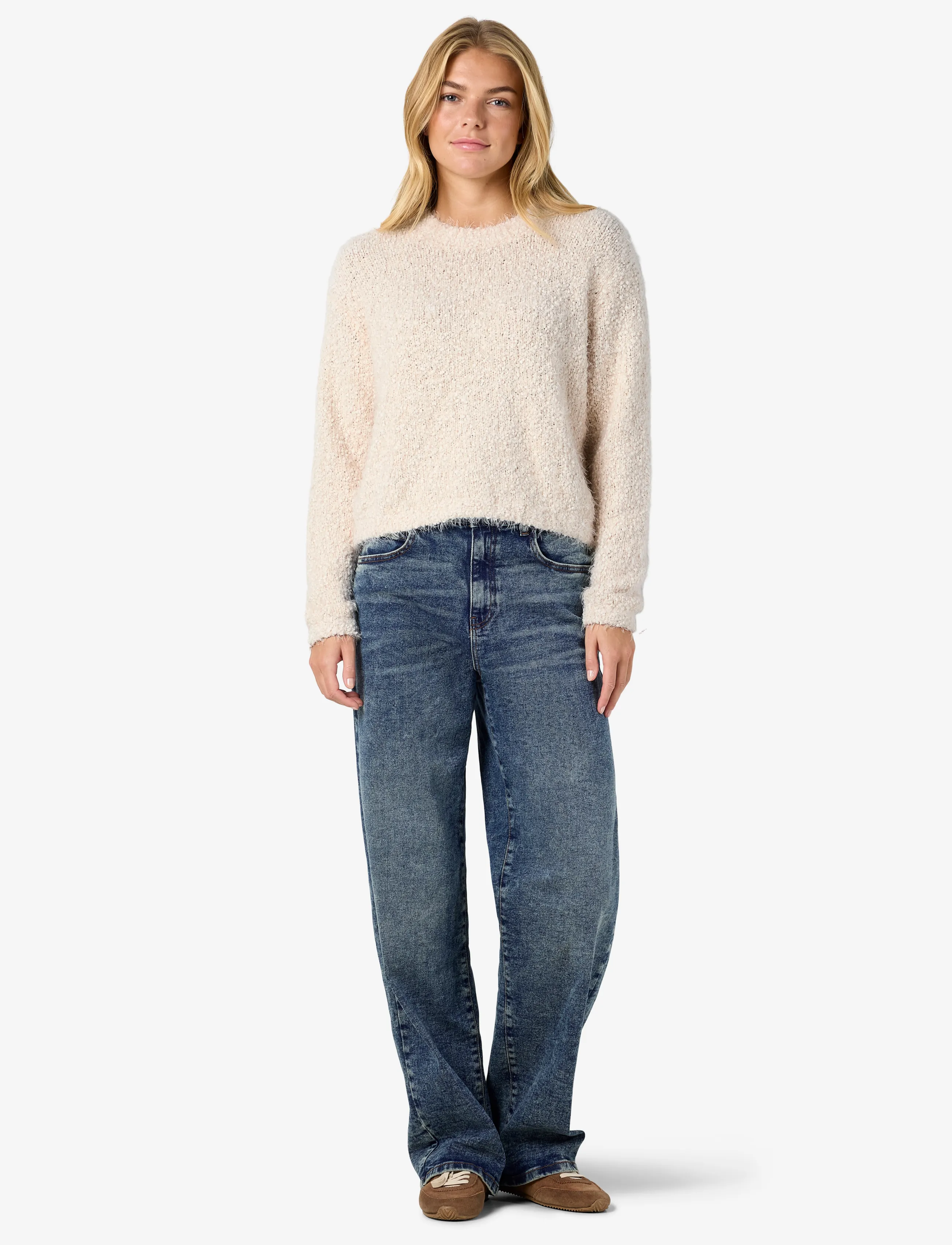 NOISY MAY - NMSASSY L/S O-NECK KNIT NOOS - autumn clothing - eggnog - 3