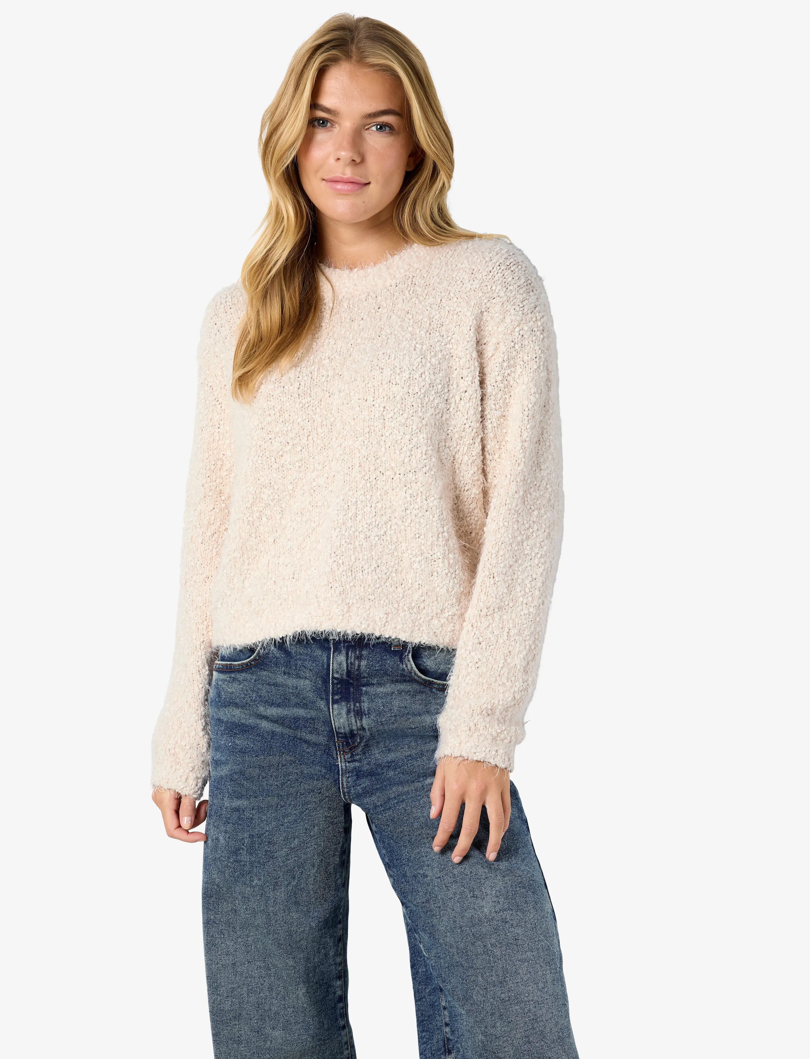 NOISY MAY NMSASSY L/S O-NECK KNIT NOOS - Fødselsdag - EGGNOG / cream