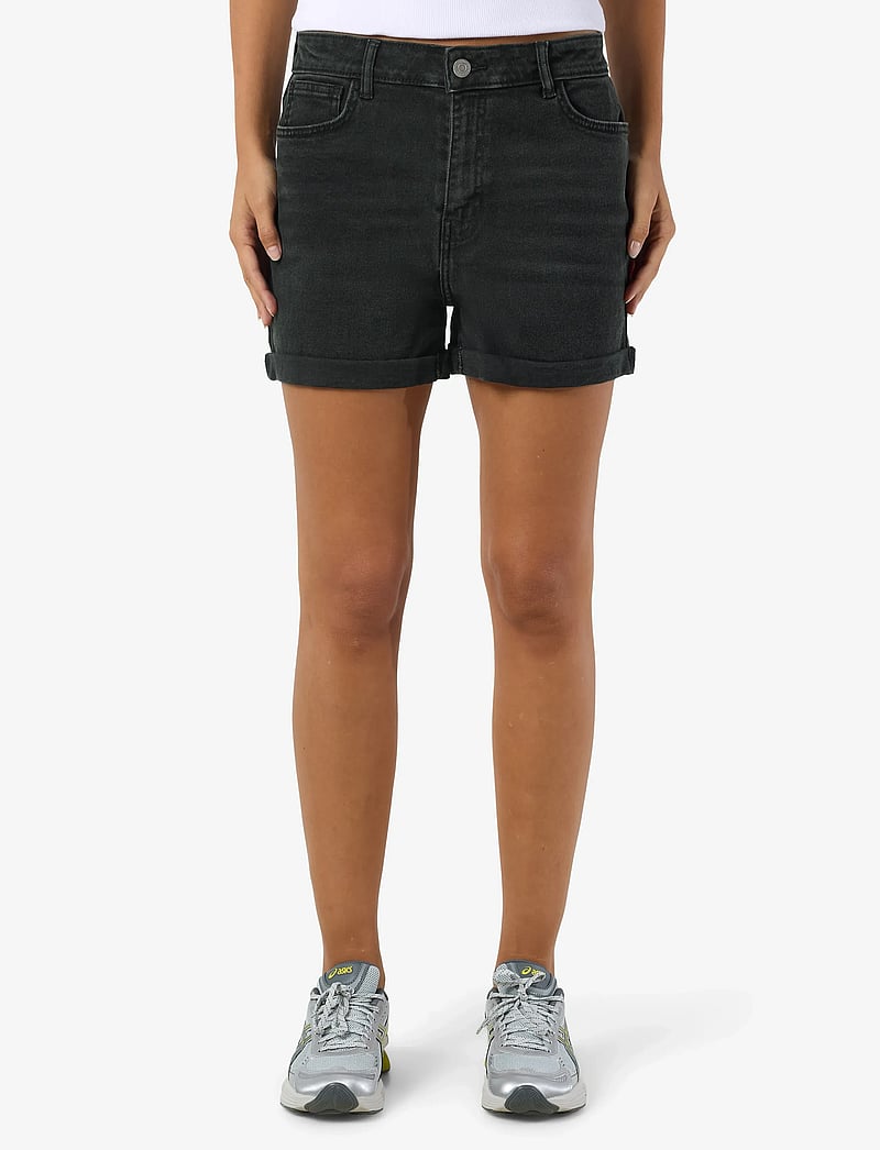 NOISY MAY - NMMONI HW DNM SHORTS AZ360BL NOOS - džinsiniai šortai - black denim - 0