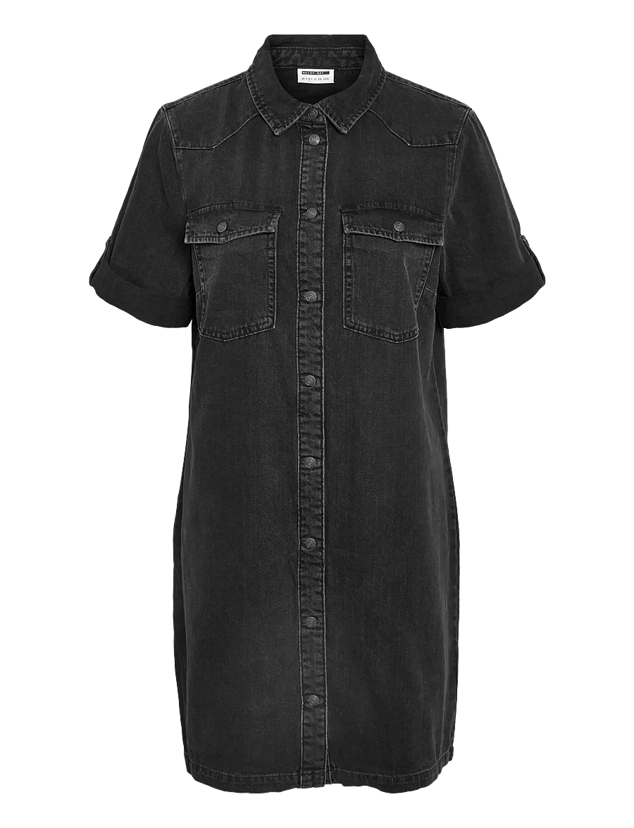 NOISY MAY - NMNEW SIGNE S/S DENIM DRESS VI001BL NOOS - jeanskleider - black - 1