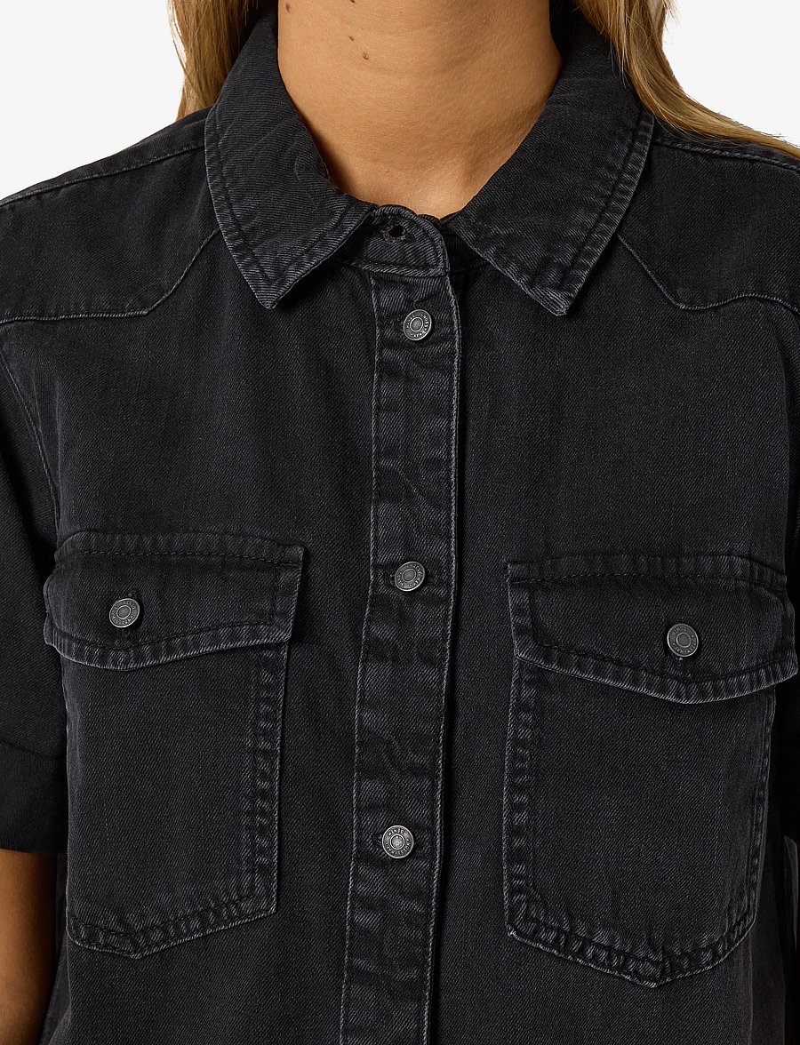 NOISY MAY - NMNEW SIGNE S/S DENIM DRESS VI001BL NOOS - jeanskleider - black - 4