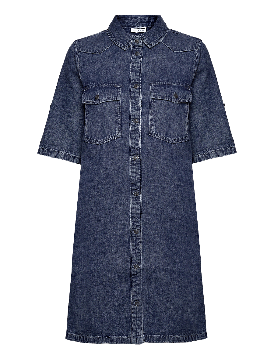 NOISY MAY - NMNEW SIGNE S/S DENIM DRESS VI002MB NOOS - hemdkleider - medium blue denim - 1