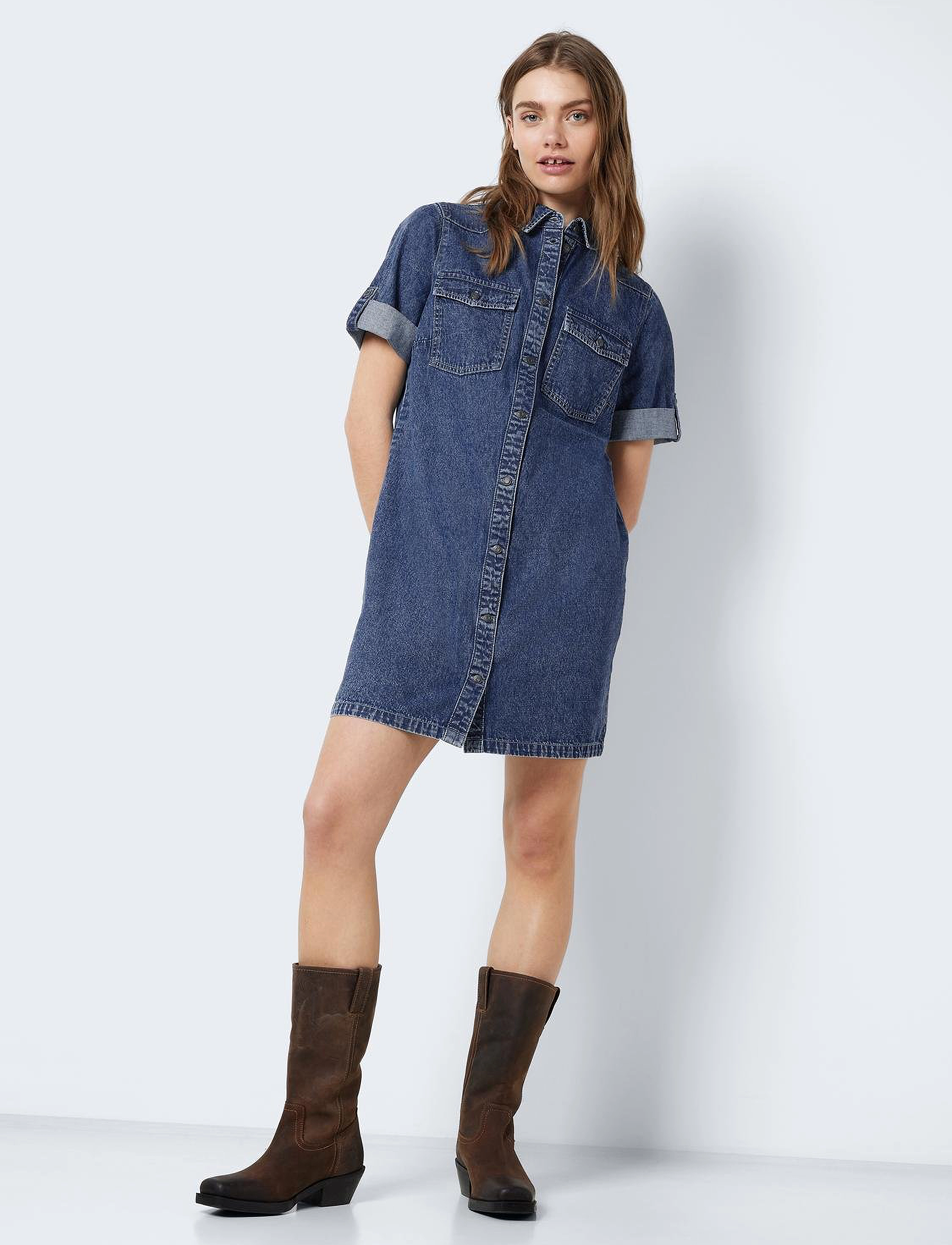 NOISY MAY Nmnew Signe S/S Denim Dress Vi002Mb Noos korta klänningar dam – bild 4