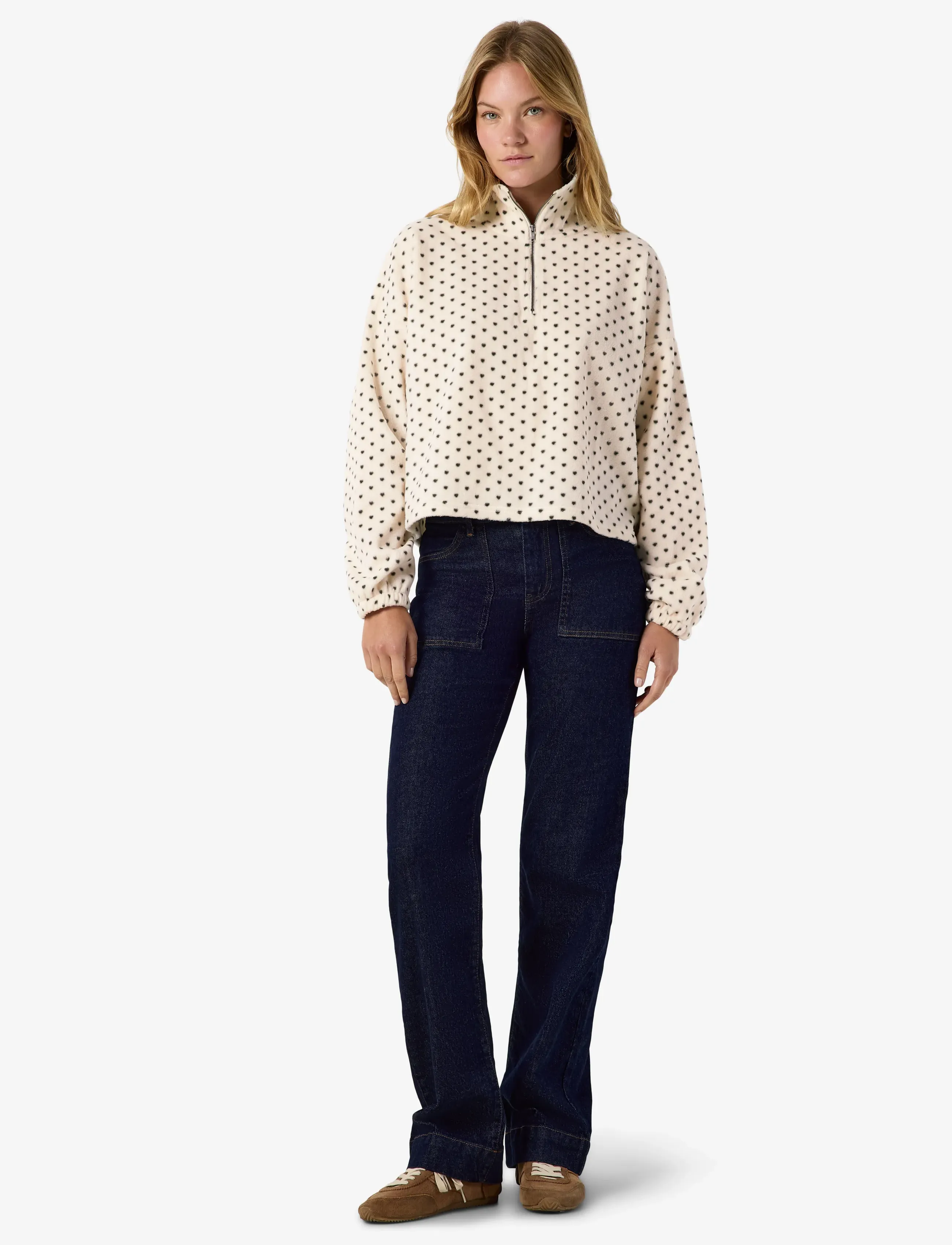 NOISY MAY - NMFLECI L/S ZIPPER BLOUSE AOP - fleece og mellemlag - birch - 2
