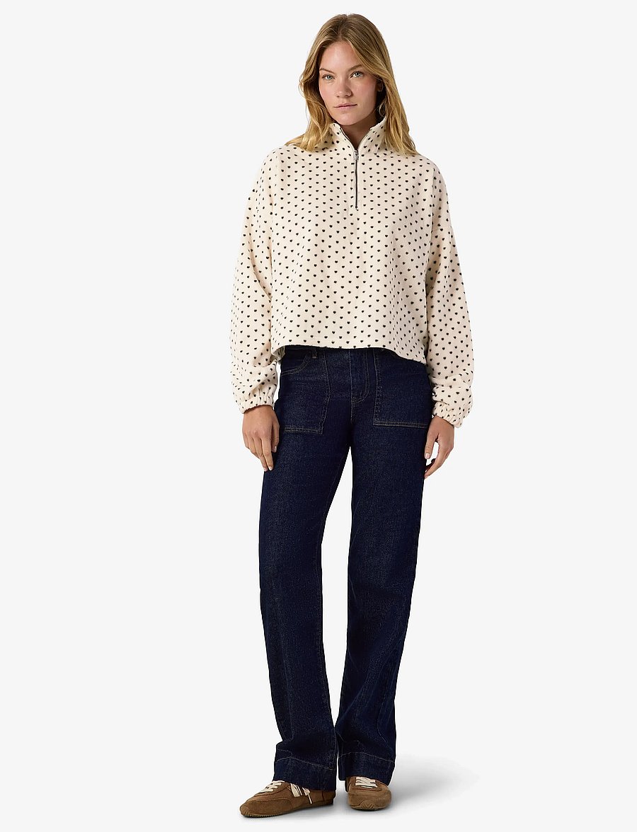 NOISY MAY - NMFLECI L/S ZIPPER BLOUSE AOP - fleece og mellemlag - birch - 2