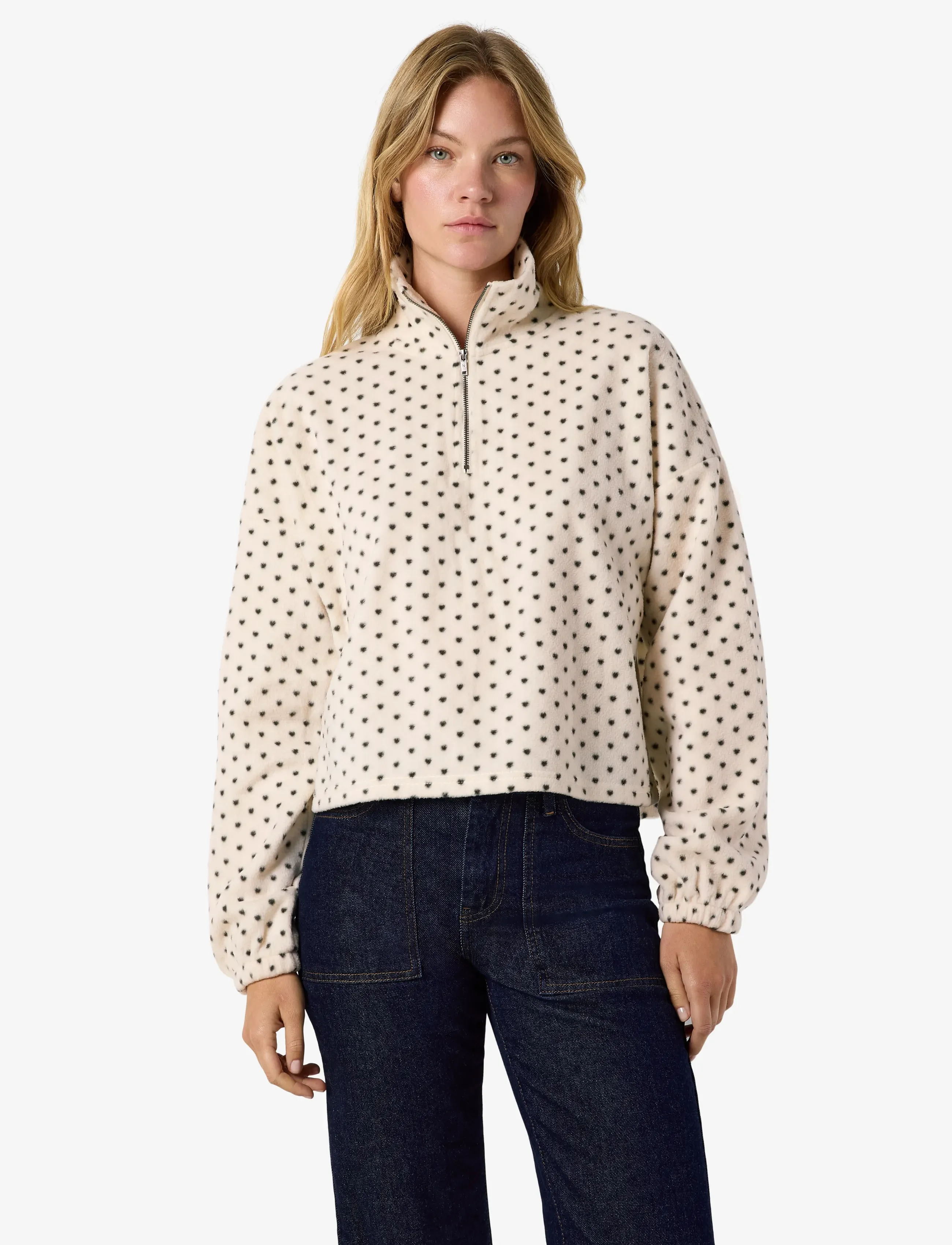 NOISY MAY - NMFLECI L/S ZIPPER BLOUSE AOP - fleece og mellemlag - birch - 5