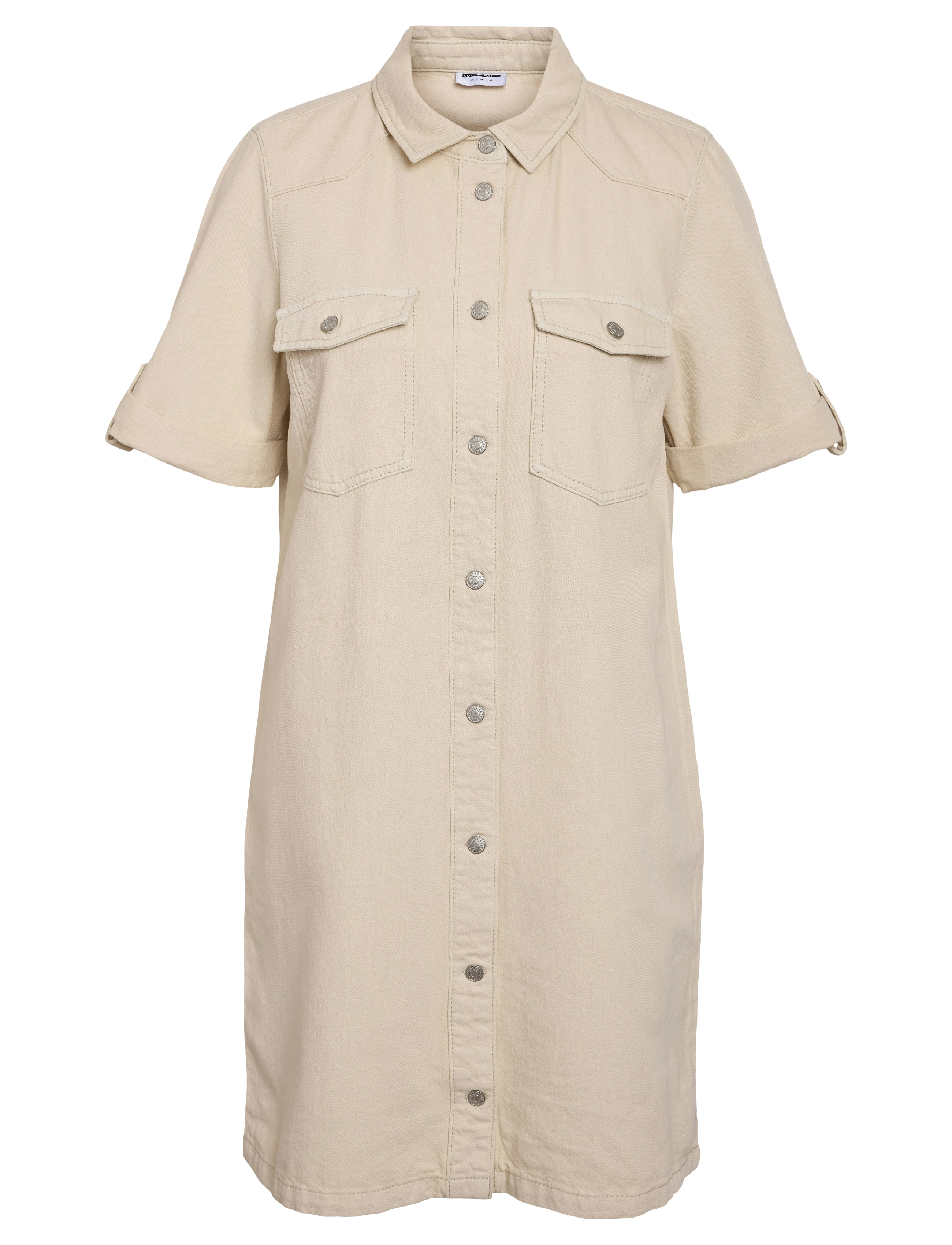 NOISY MAY NMNEW SIGNE S/S DENIM DRESS CLR NOOS - Tøj - BIRCH / beige