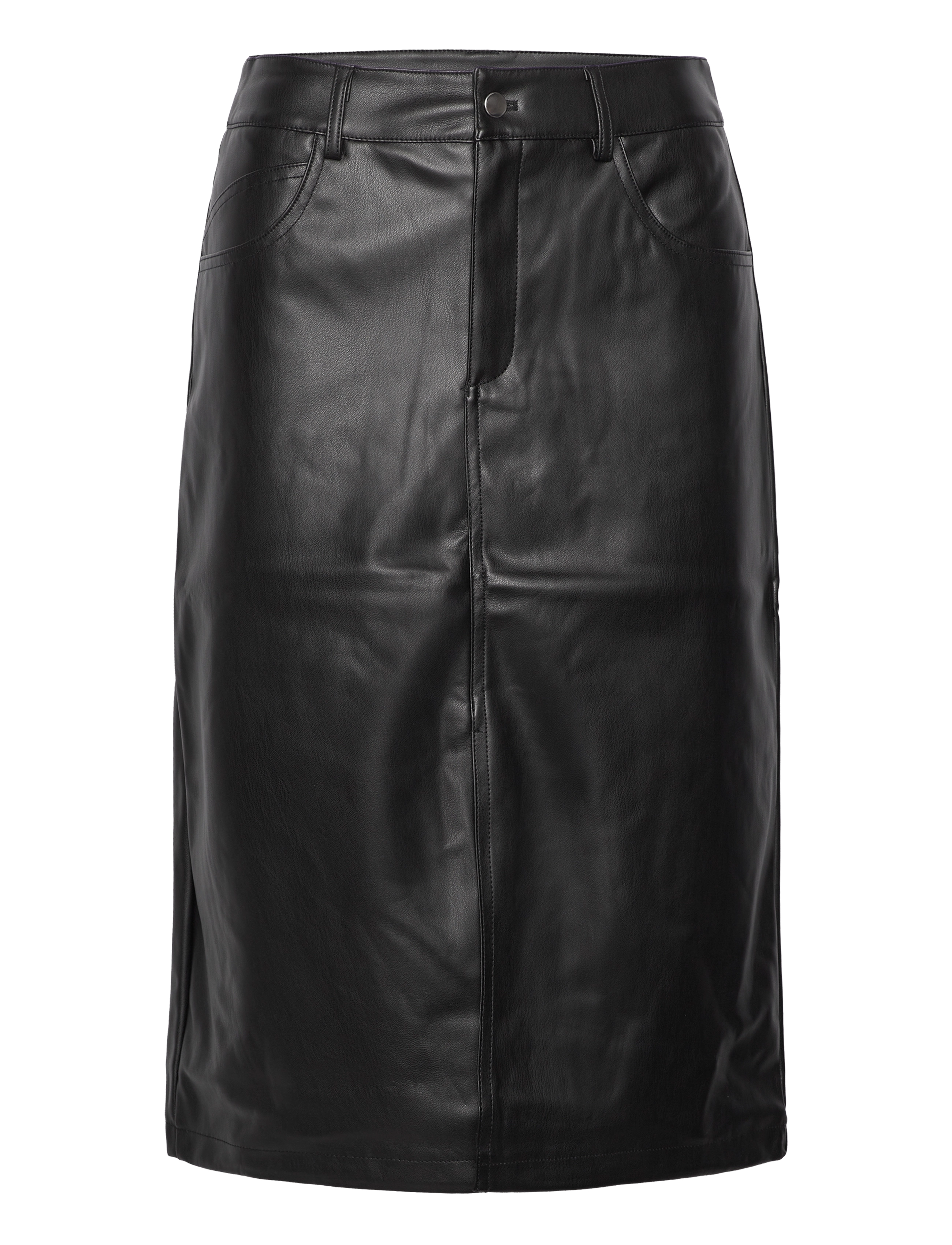 NOISY MAY NMKATH NW FRONT SLIT MIDI SKIRT PU - Nederdele - BLACK / black