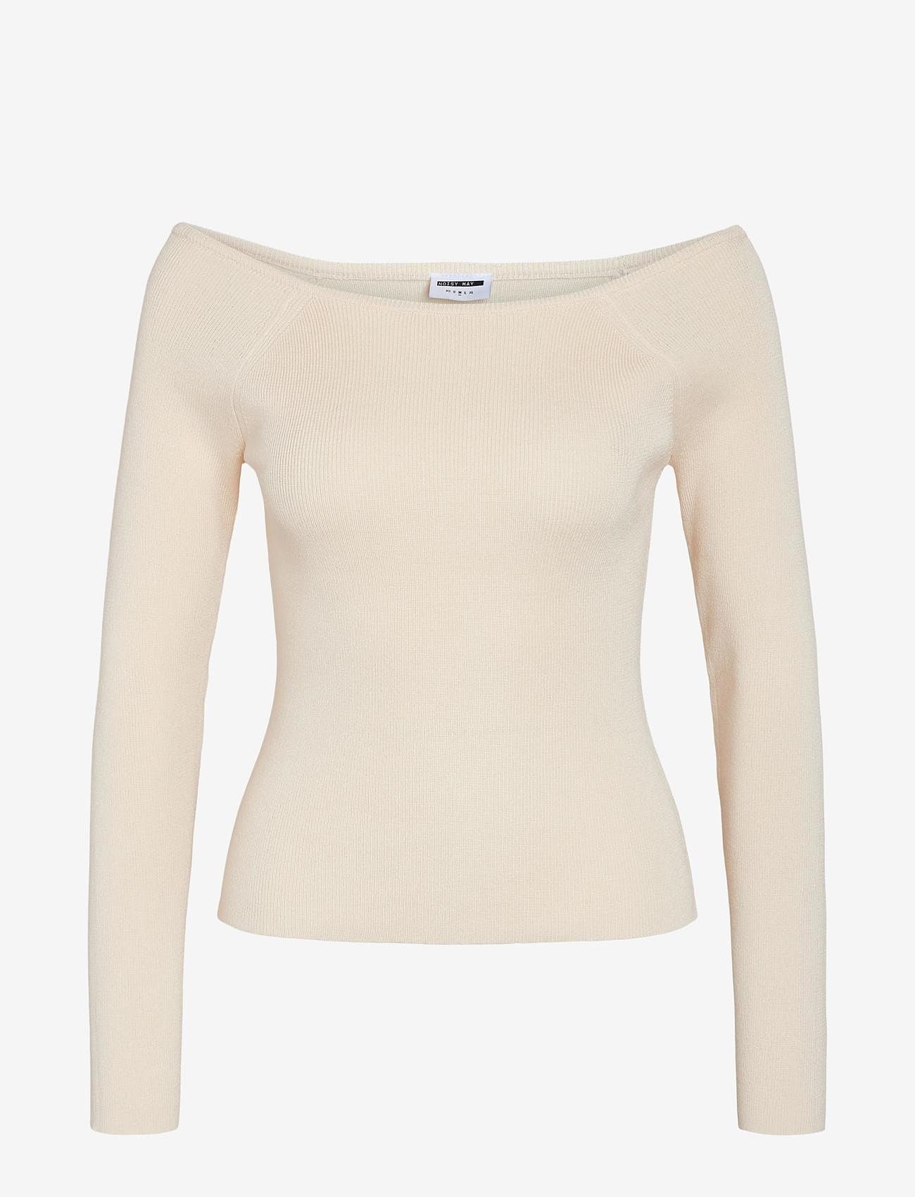 NOISY MAY - NMJAZ LS OFFSHOULDER KNIT TOP FWD LAB 2 - mažiausios kainos - eggnog - 0