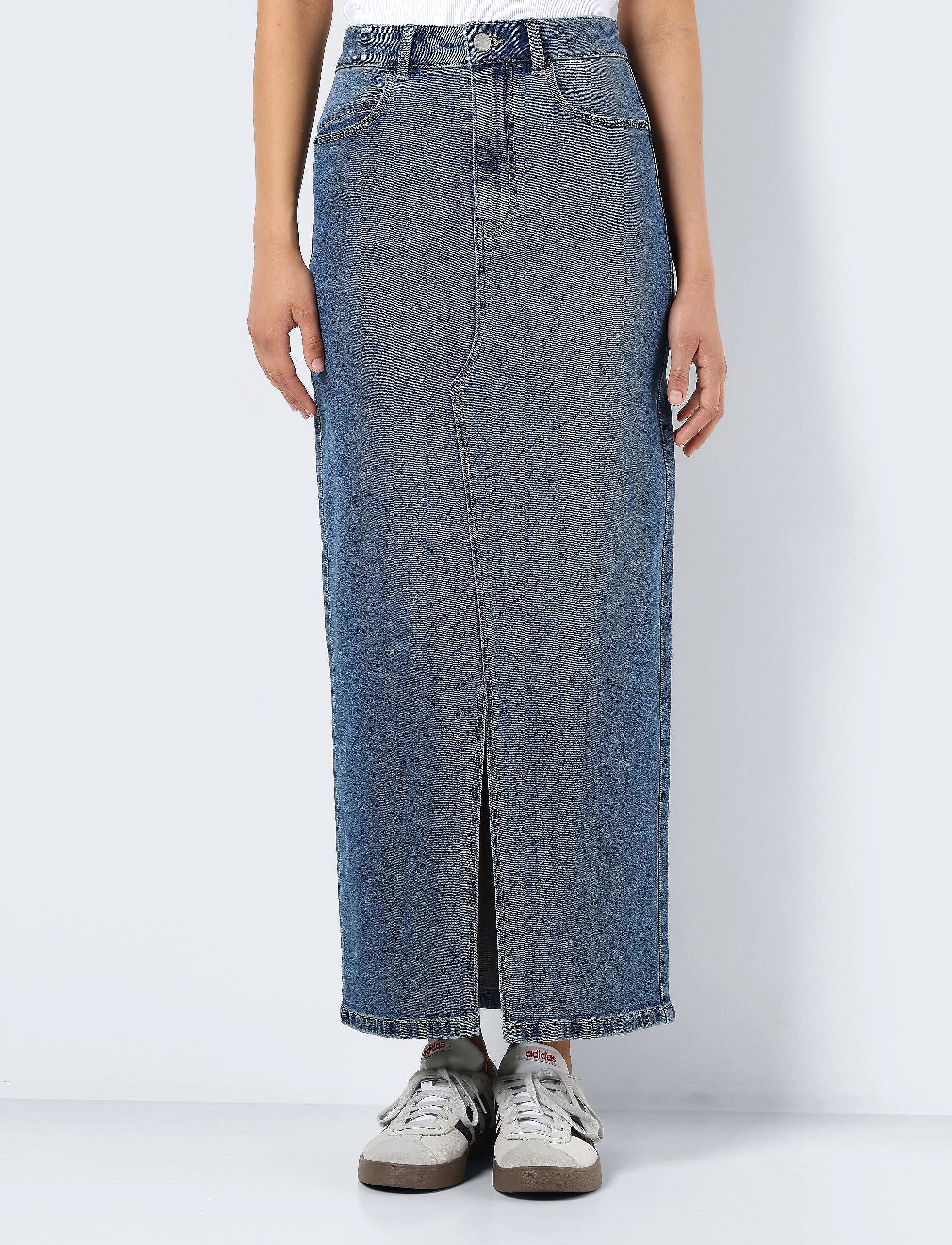 NOISY MAY NMKATH NW SLIT LONG SKIRT VI477MB NOOS - Rokken - MEDIUM BLUE DENIM / blue