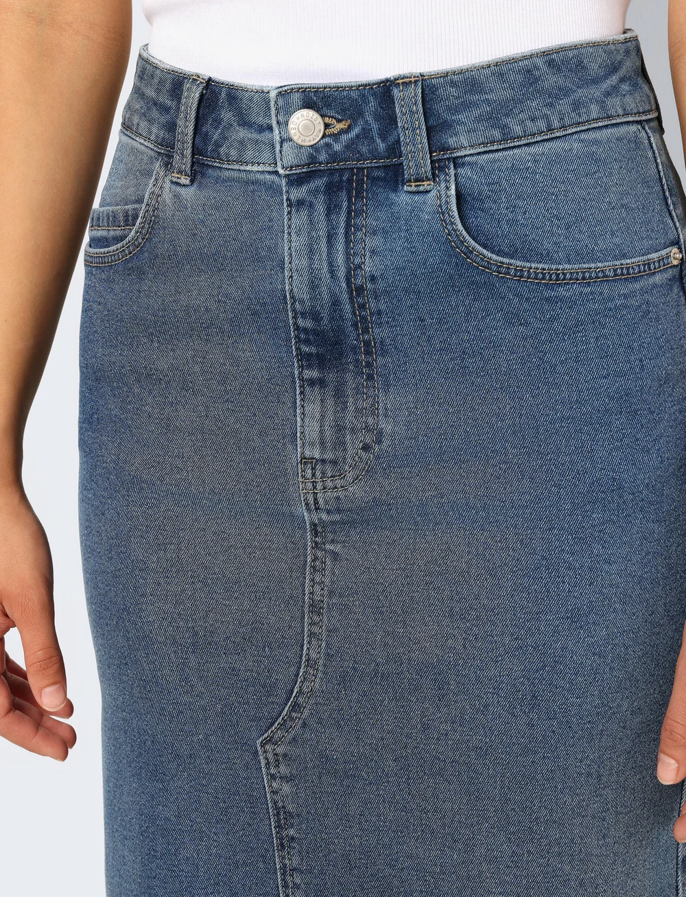 NOISY MAY - NMKATH NW SLIT LONG SKIRT VI477MB NOOS - midi-röcke - medium blue denim - 5