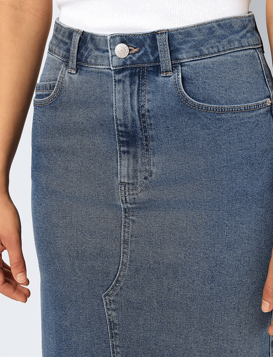 NOISY MAY - NMKATH NW SLIT LONG SKIRT VI477MB NOOS - spódnice do kolan i midi - medium blue denim - 5