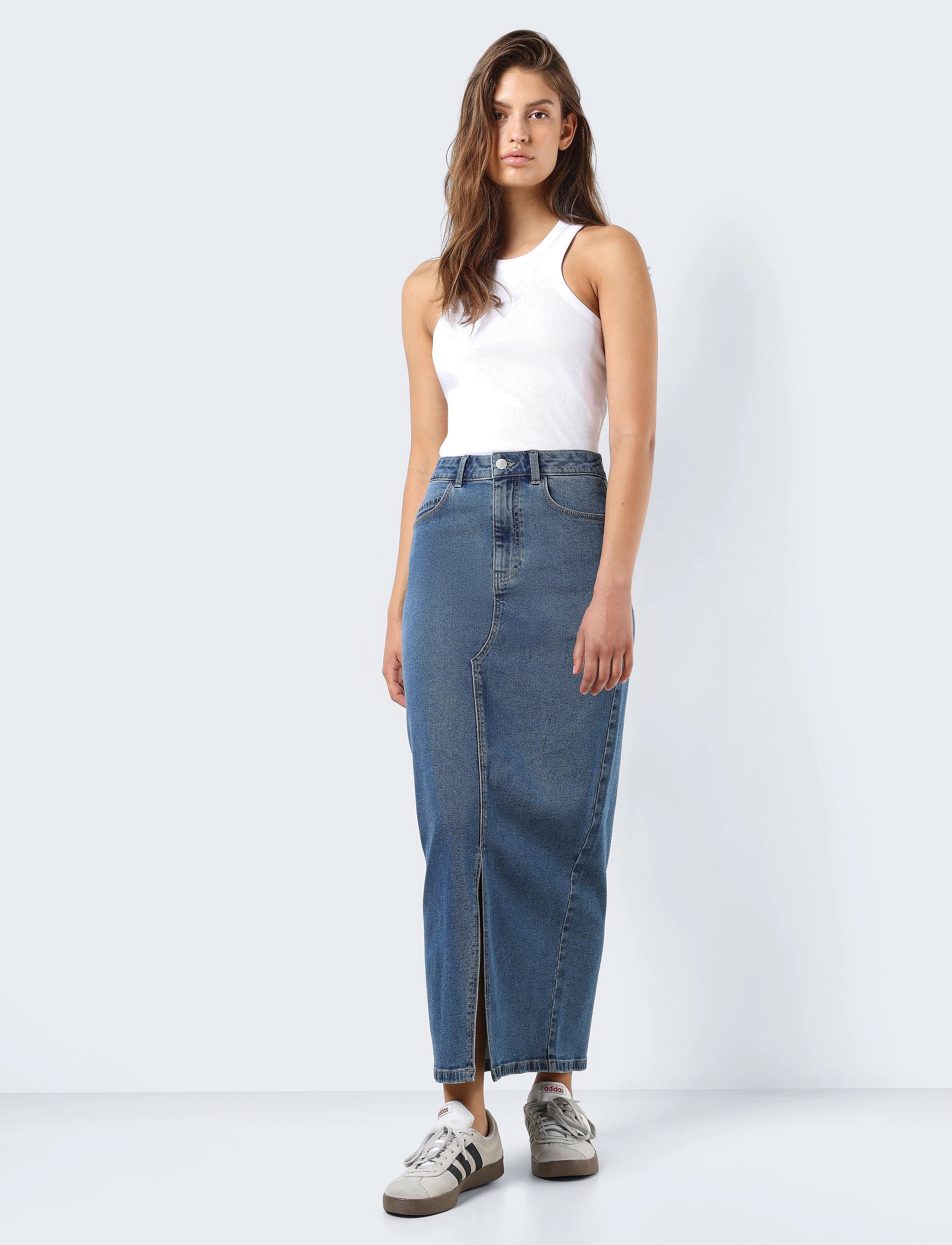 NOISY MAY Nmkath Nw Slit Long Skirt Vi477Mb Noos jeanskjolar dam – bild 6