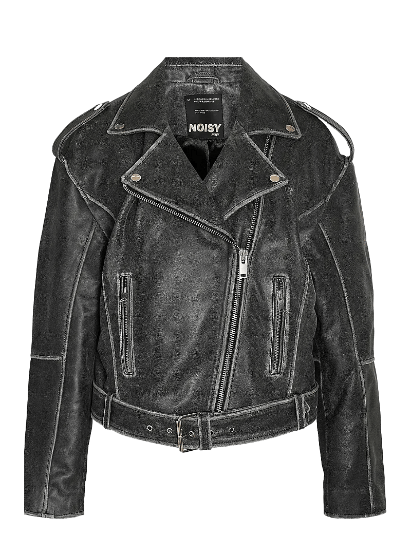 NOISY MAY - NMAIKA L/S LEATHER JACKET - spring jackets - black - 1