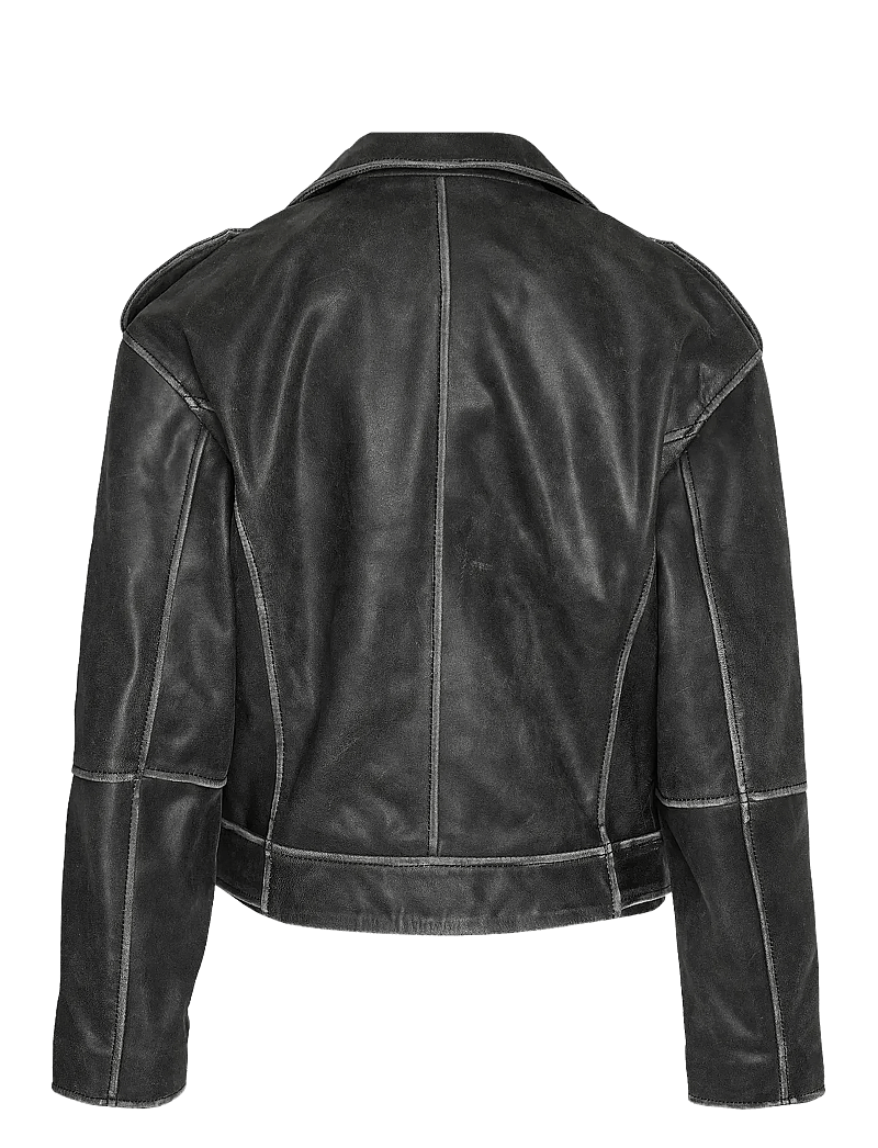 NOISY MAY - NMAIKA L/S LEATHER JACKET - spring jackets - black - 2