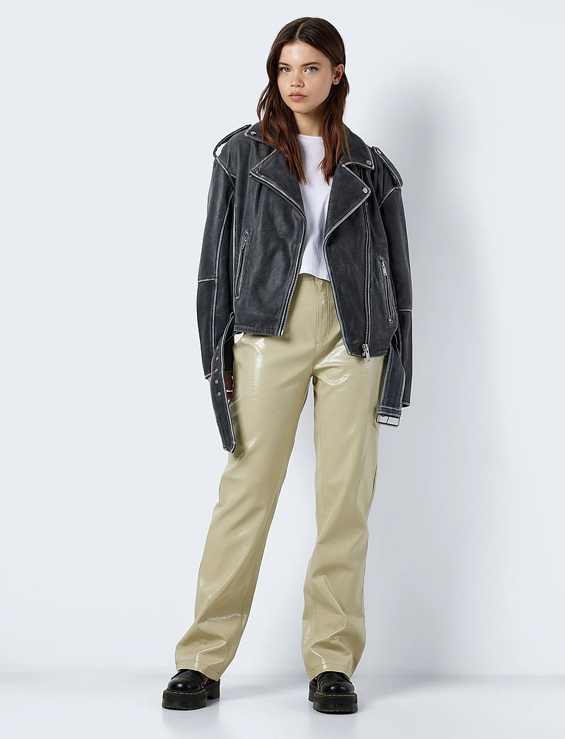 NOISY MAY - NMAIKA L/S LEATHER JACKET - spring jackets - black - 3