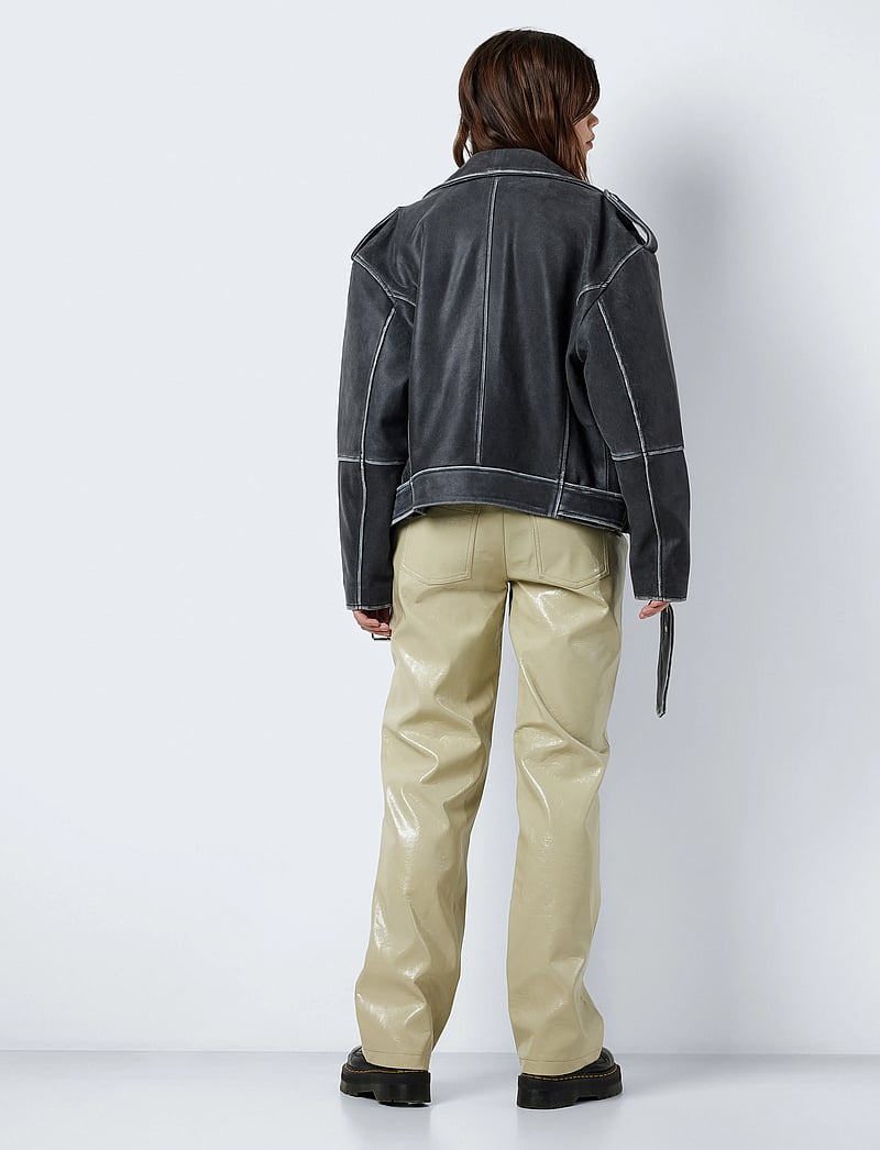 NOISY MAY - NMAIKA L/S LEATHER JACKET - spring jackets - black - 4