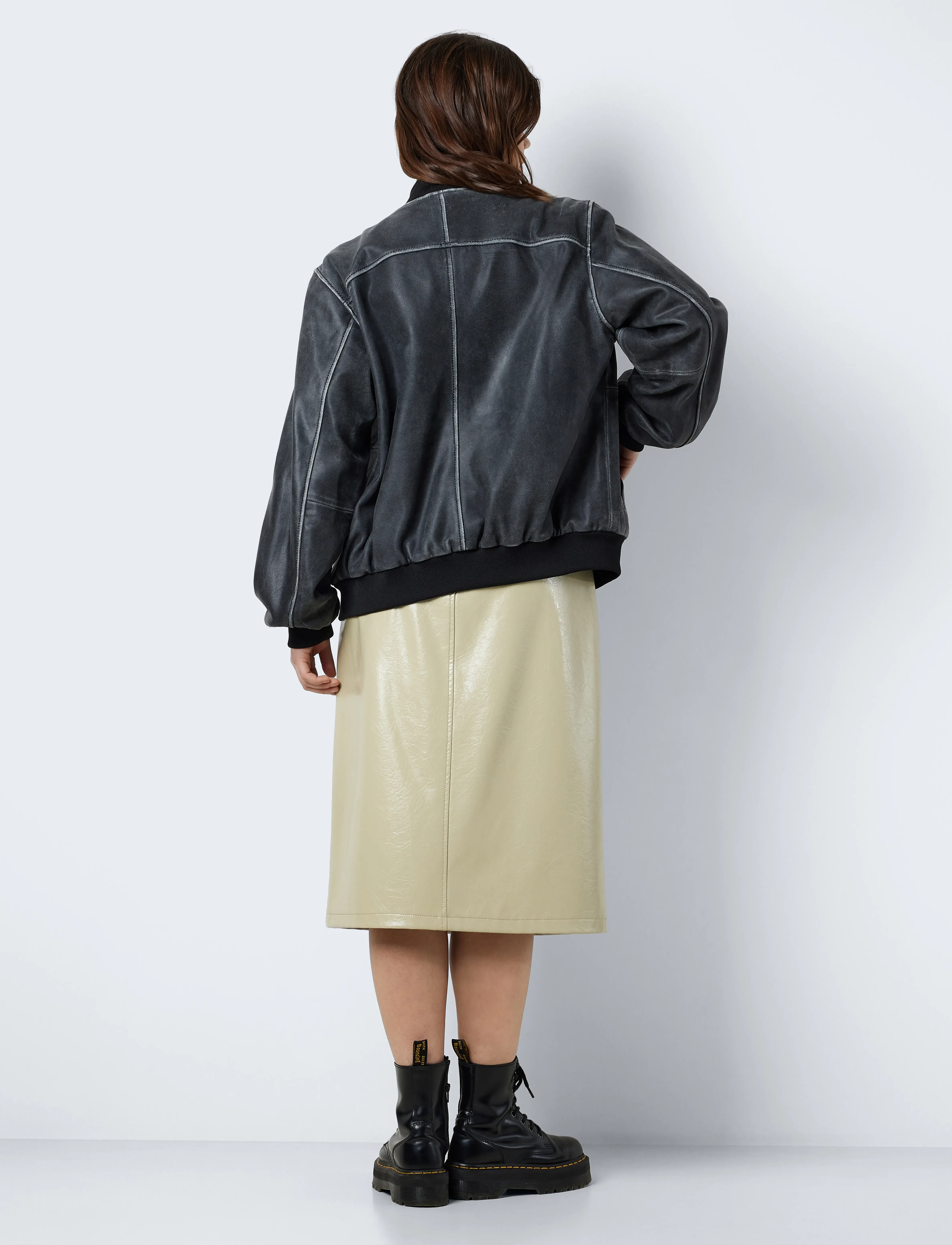 NOISY MAY - NMAIKA L/S LEATHER BOMBER JACKET - black - 4