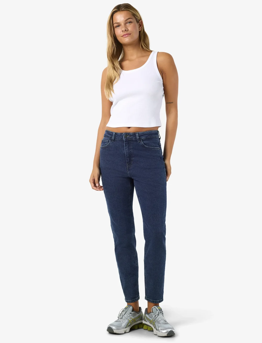 NOISY MAY - NMMONI HW ANK JEANS AZ365DB FWD NOOS - slim jeans - dark blue denim - 5