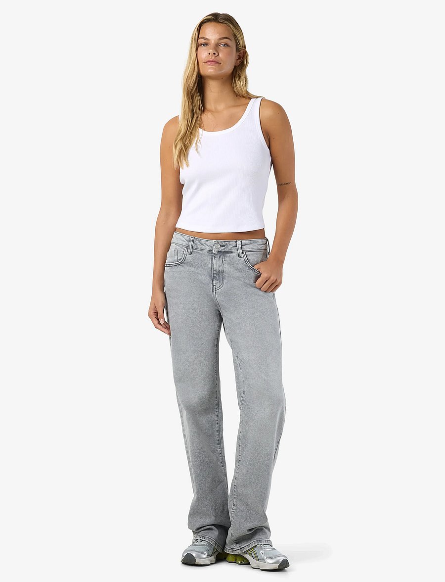 NOISY MAY - NMYOLANDA MW WIDE STR AZ277LG FWD NOOS - hosen mit weitem bein - light grey denim - 3