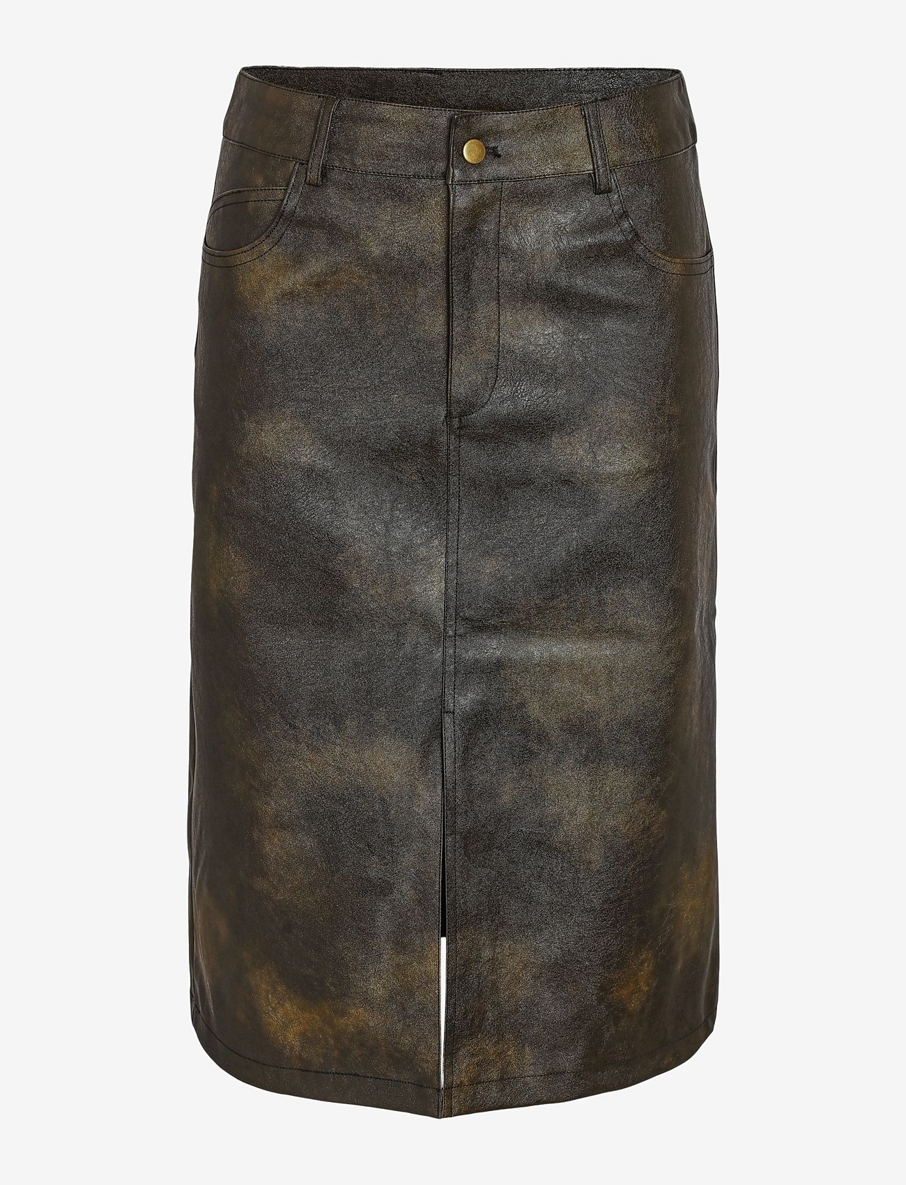 NOISY MAY - NMARMY PU NW FRONT SLIT MIDI SKIRT WVN - midi kjolar - kalamata - 1