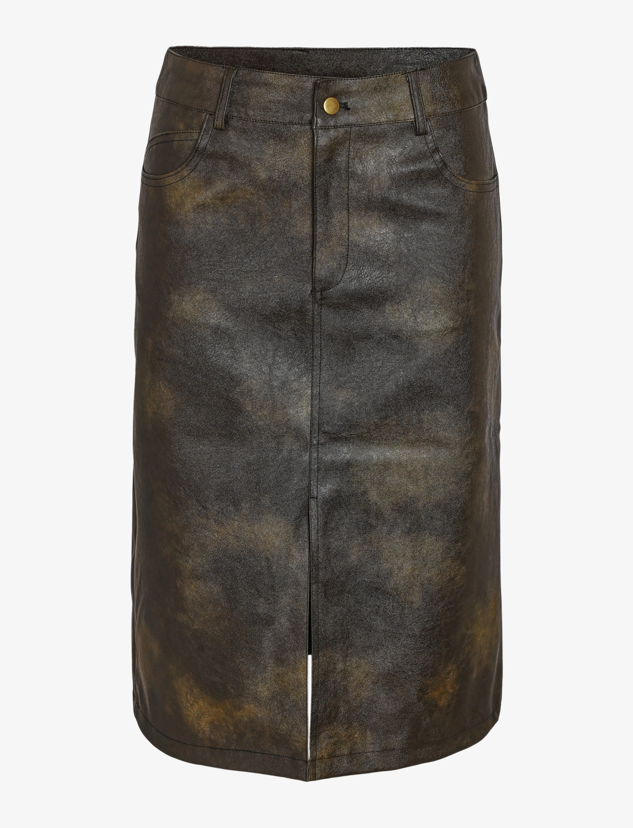 NOISY MAY NMARMY PU NW FRONT SLIT MIDI SKIRT WVN - Nederdele - KALAMATA / green