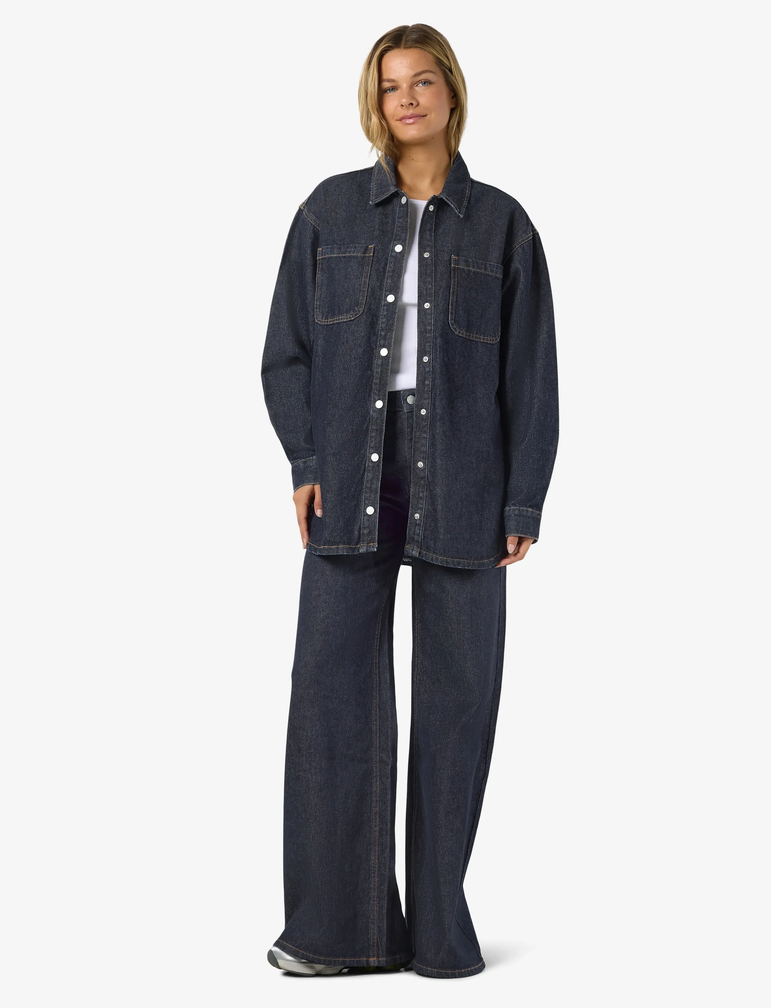 NOISY MAY NMALVA L/S DENIM SHACKET AZ386DB NOOS - Pluusid ja särgid - DARK BLUE DENIM / blue