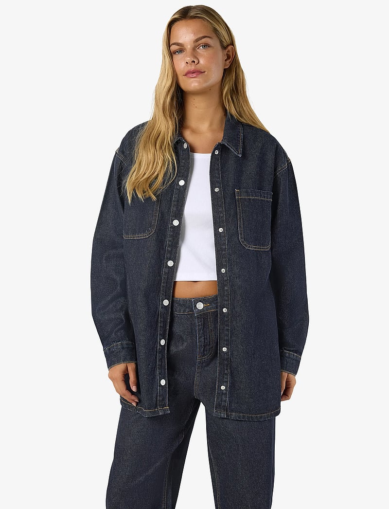 NOISY MAY - NMALVA L/S DENIM SHACKET AZ386DB NOOS - denimskjorter - dark blue denim - 4