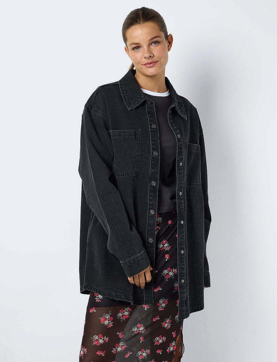 NOISY MAY - NMALVA L/S DNM SHACKET AZ387BL NOOS - overshirts - black denim - 4