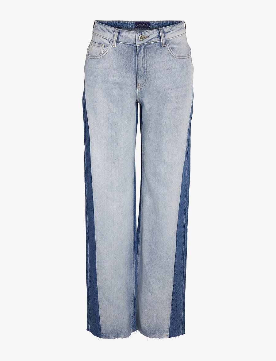 NOISY MAY - NMRINNA NW WIDE JEANS COLORBLOCK - platūs džinsai - medium blue denim - 1