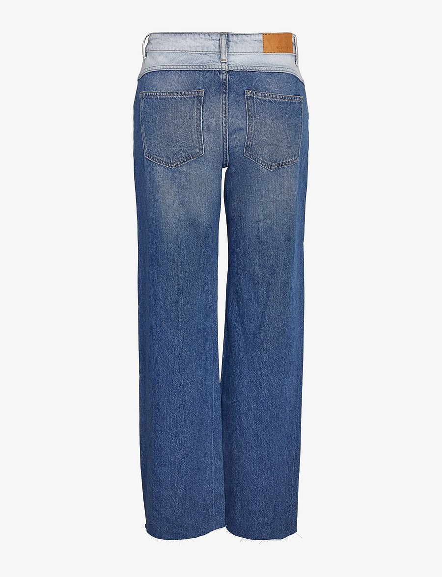 NOISY MAY - NMRINNA NW WIDE JEANS COLORBLOCK - platūs džinsai - medium blue denim - 2