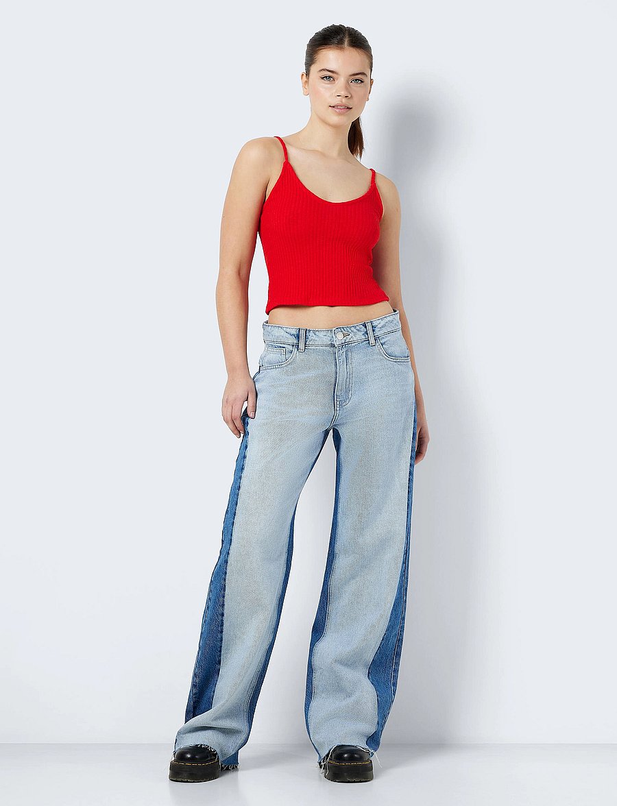 NOISY MAY - NMRINNA NW WIDE JEANS COLORBLOCK - platūs džinsai - medium blue denim - 4