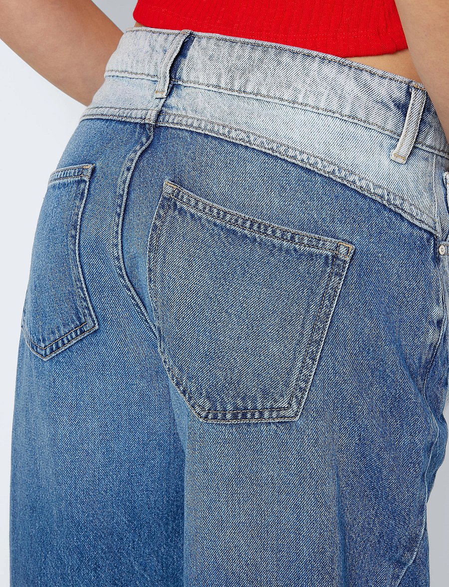 NOISY MAY - NMRINNA NW WIDE JEANS COLORBLOCK - platūs džinsai - medium blue denim - 5